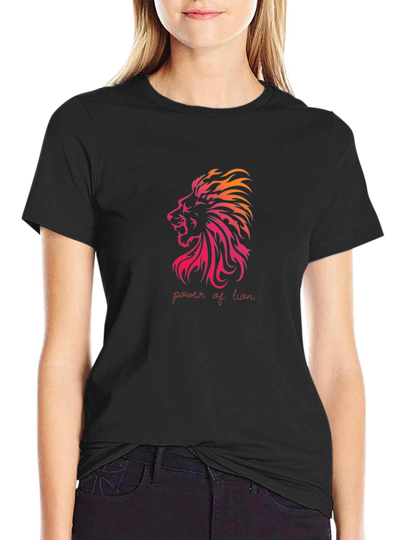 Power of Lion Graphic T-Shirt - Black