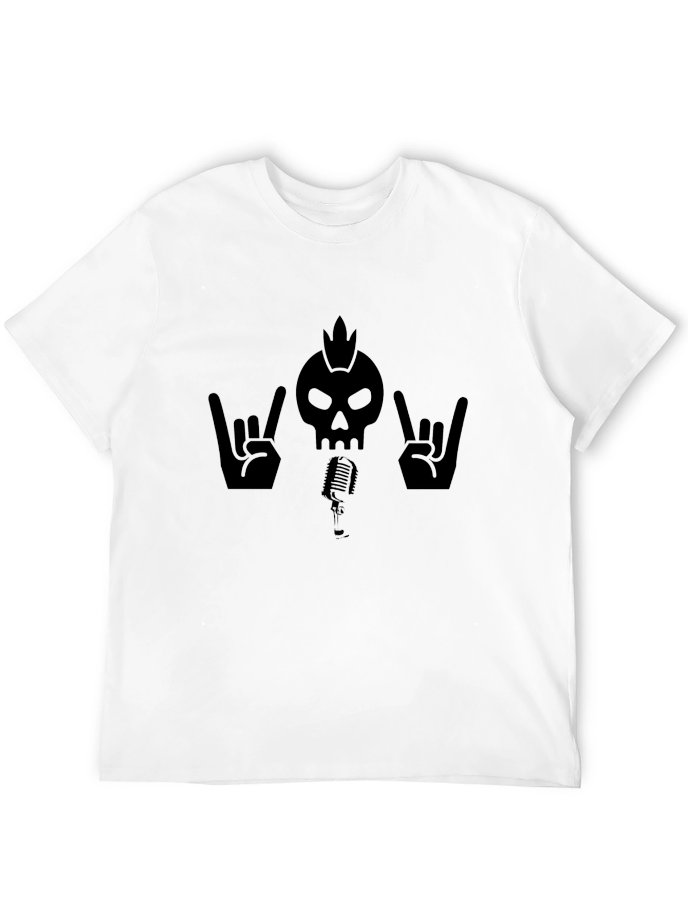Rock On Skull Graphic Tee - Black