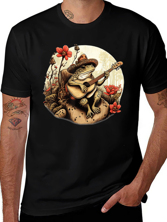 Frog Guitarist T-Shirt - Musical Amphibian Design
