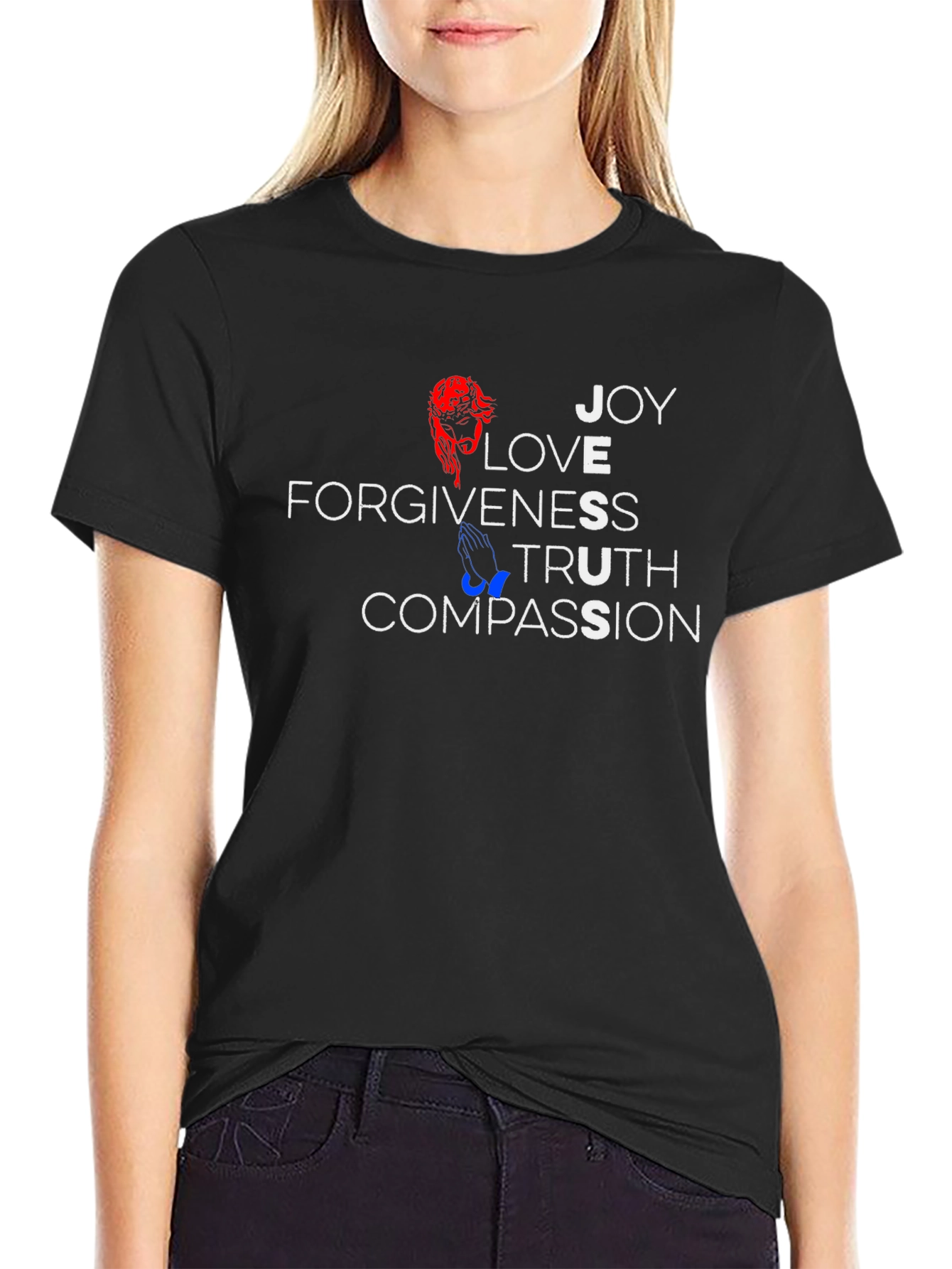 Faith-Inspired Graphic T-Shirt - Joy Love Compassion