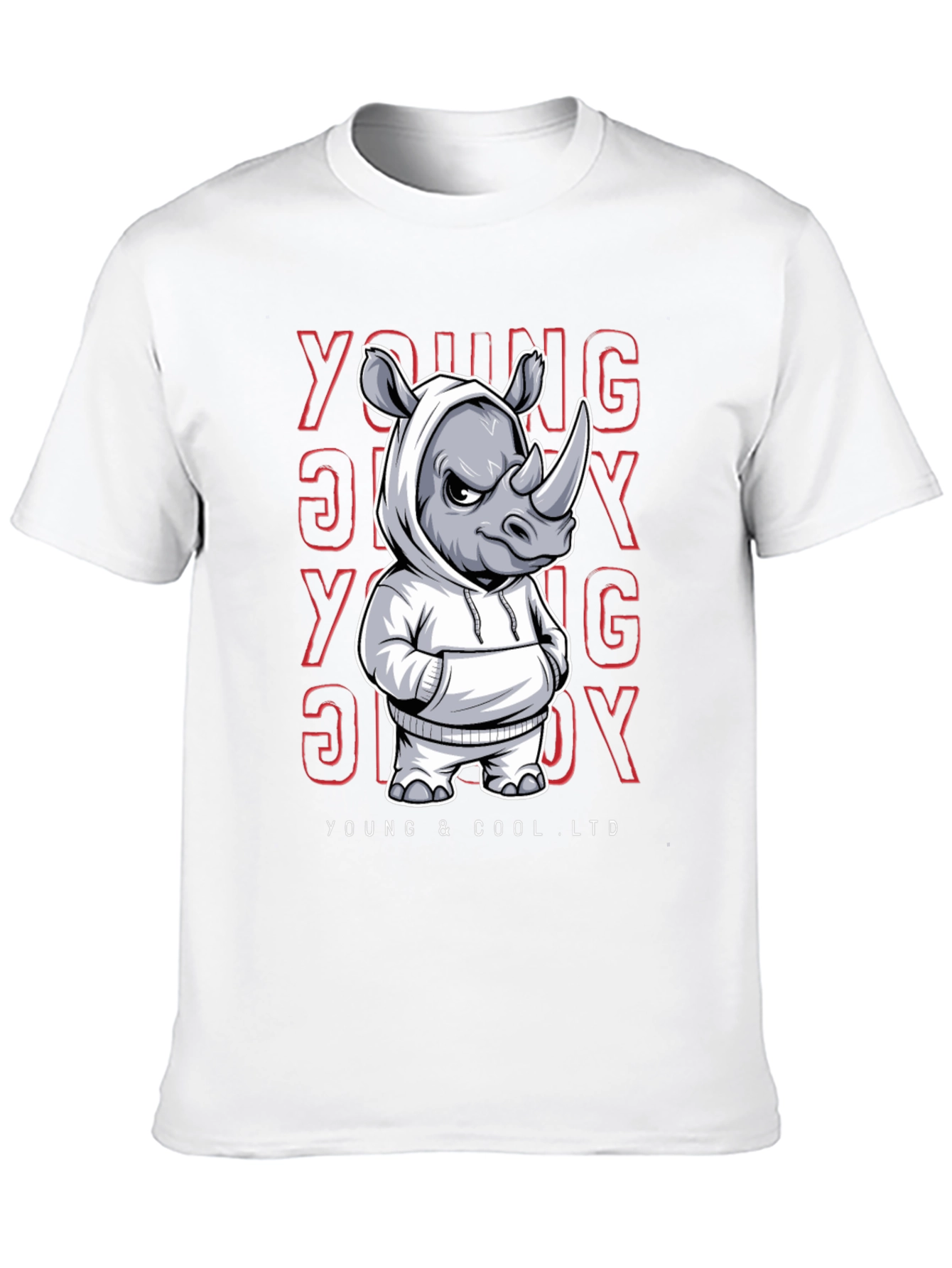 Cool Rhino in Hoodie Graphic T-Shirt