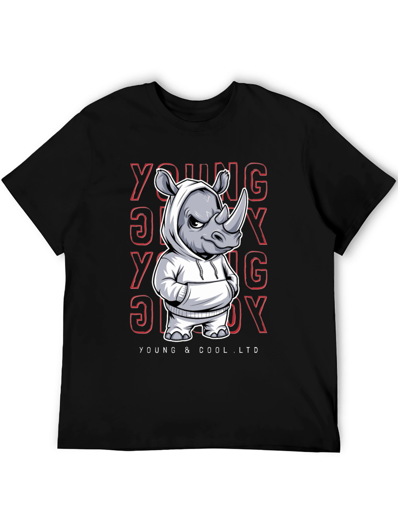 Cool Rhino in Hoodie Graphic T-Shirt
