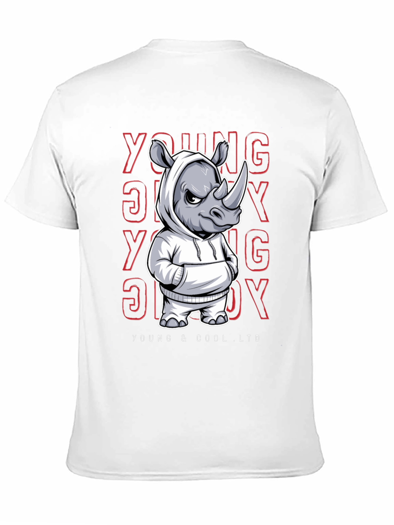Cool Rhino in Hoodie Graphic T-Shirt