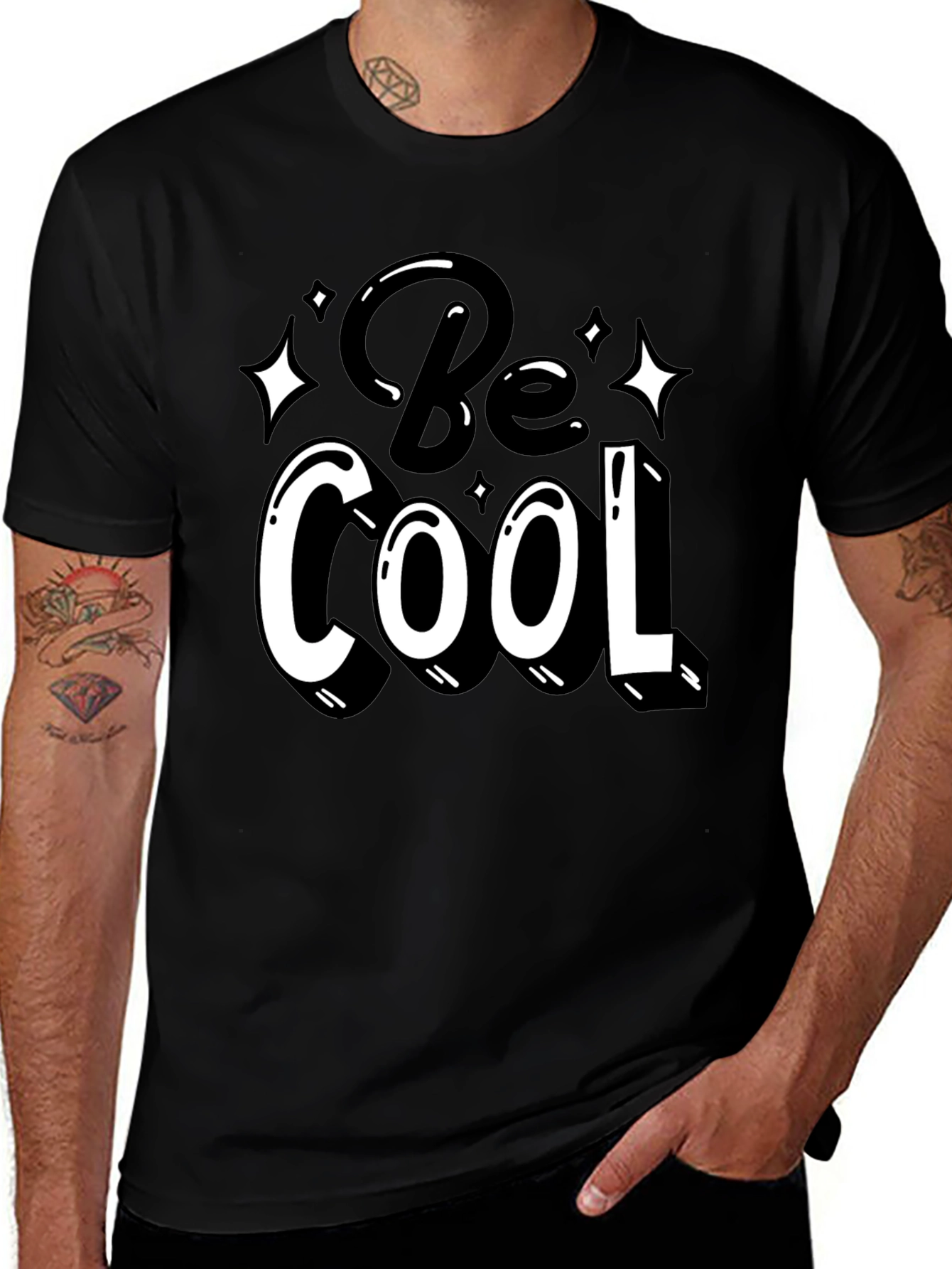 Be Cool Graphic Tee - Black Cotton Casual Shirt