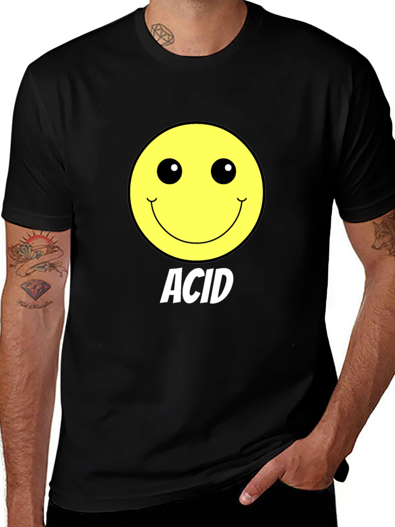 Acid Smiley Face Black T-Shirt
