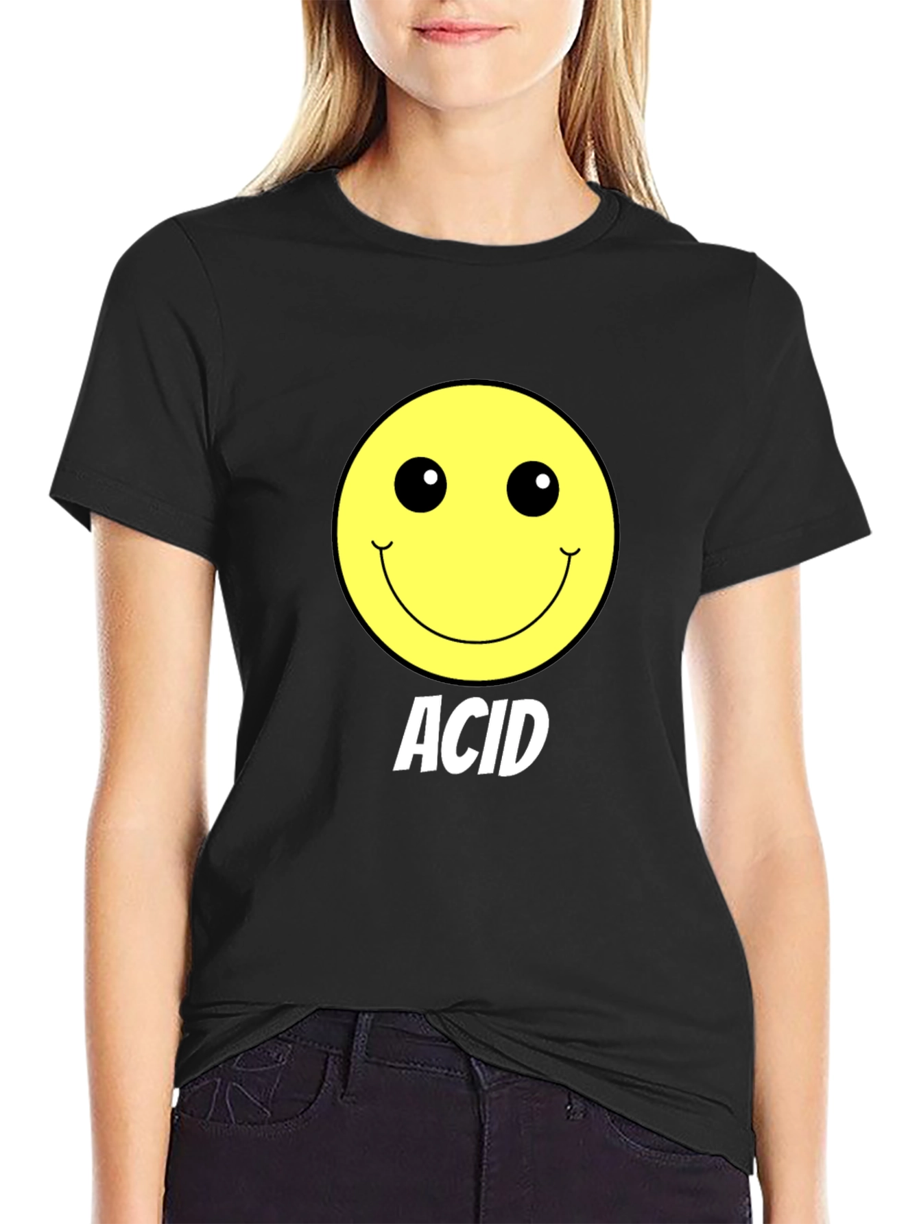 Acid Smiley Face Black T-Shirt