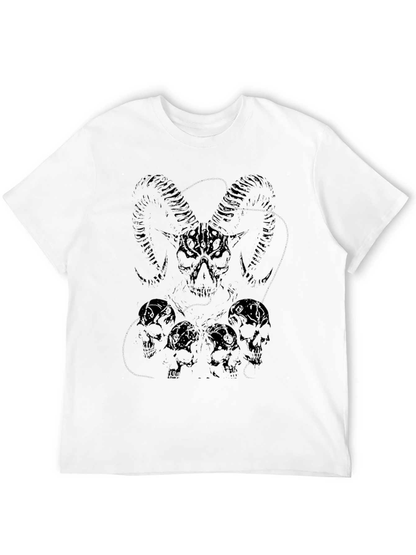 Skull & Horns Graphic Print Black T-Shirt