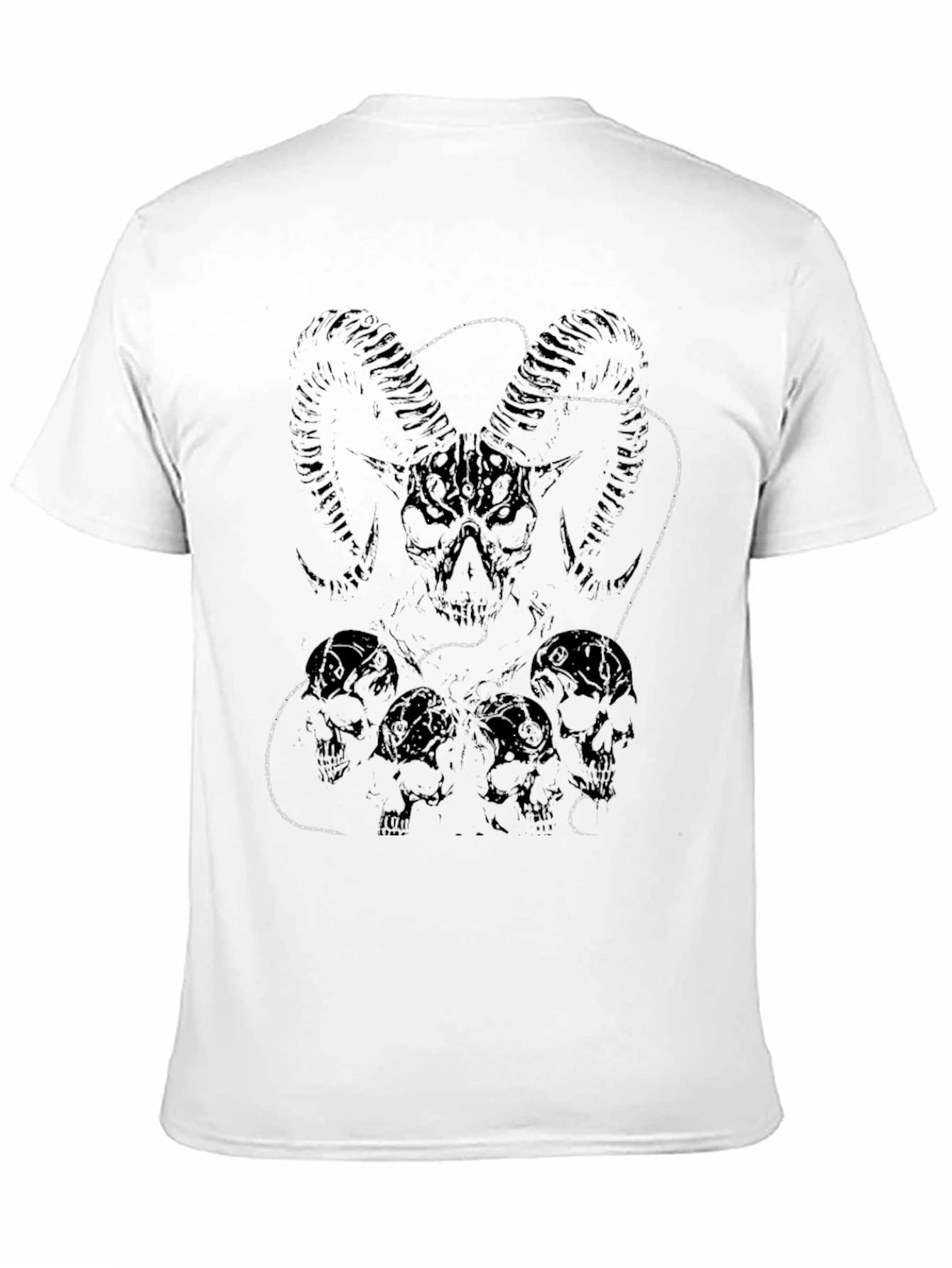 Skull & Horns Graphic Print Black T-Shirt