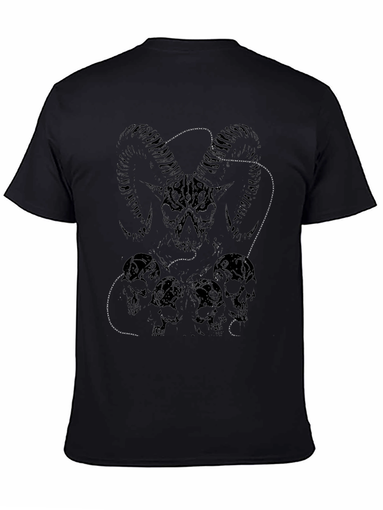 Skull & Horns Graphic Print Black T-Shirt