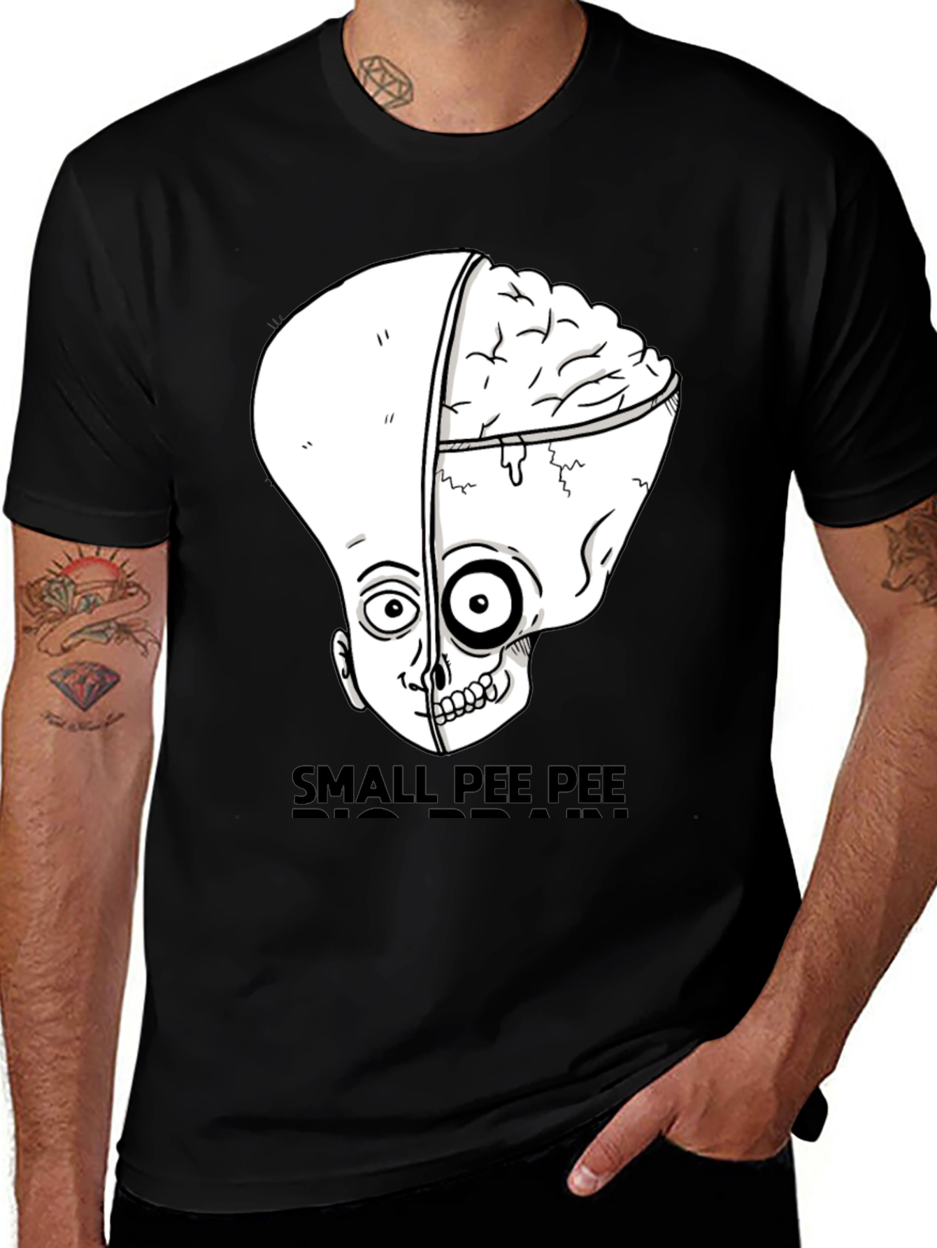 Small Pee Pee Big Brain Funny Graphic Tee
