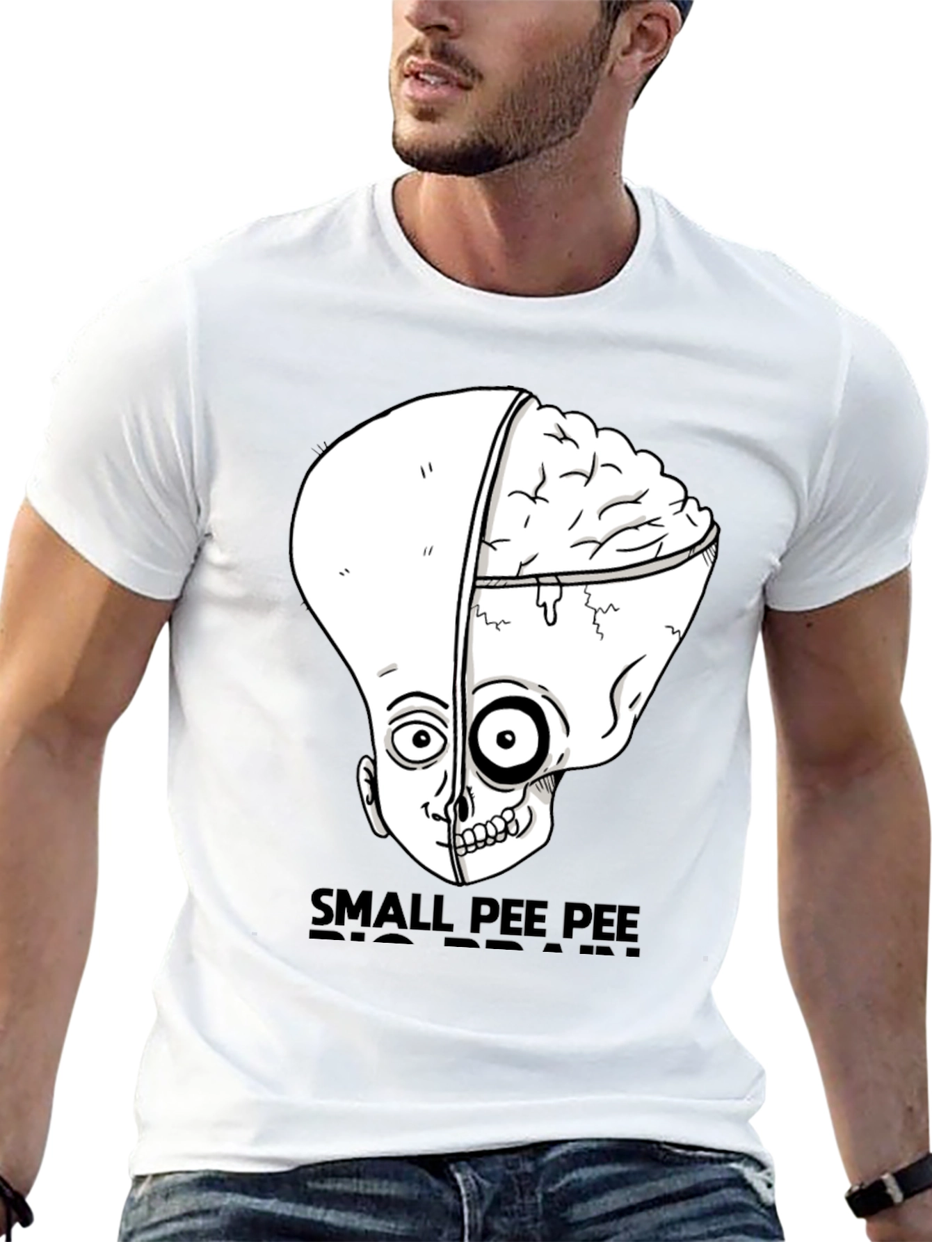 Small Pee Pee Big Brain Funny Graphic Tee