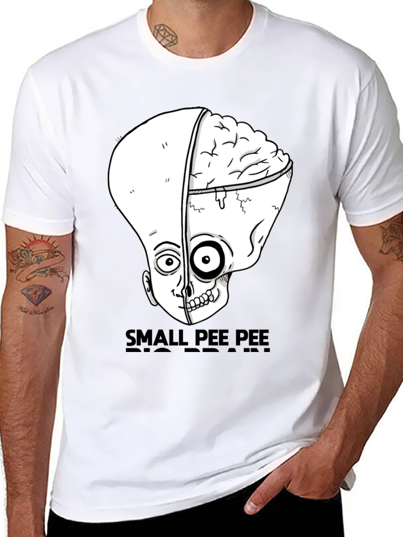 Small Pee Pee Big Brain Funny Graphic Tee
