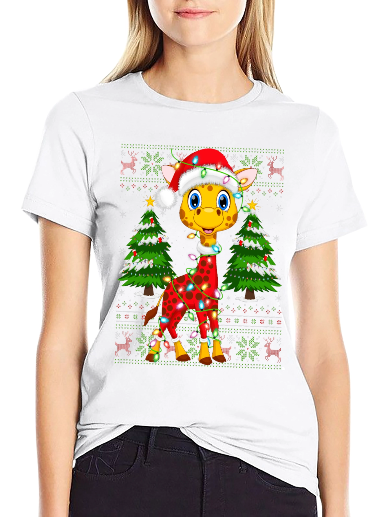 Festive Giraffe Christmas T-Shirt
