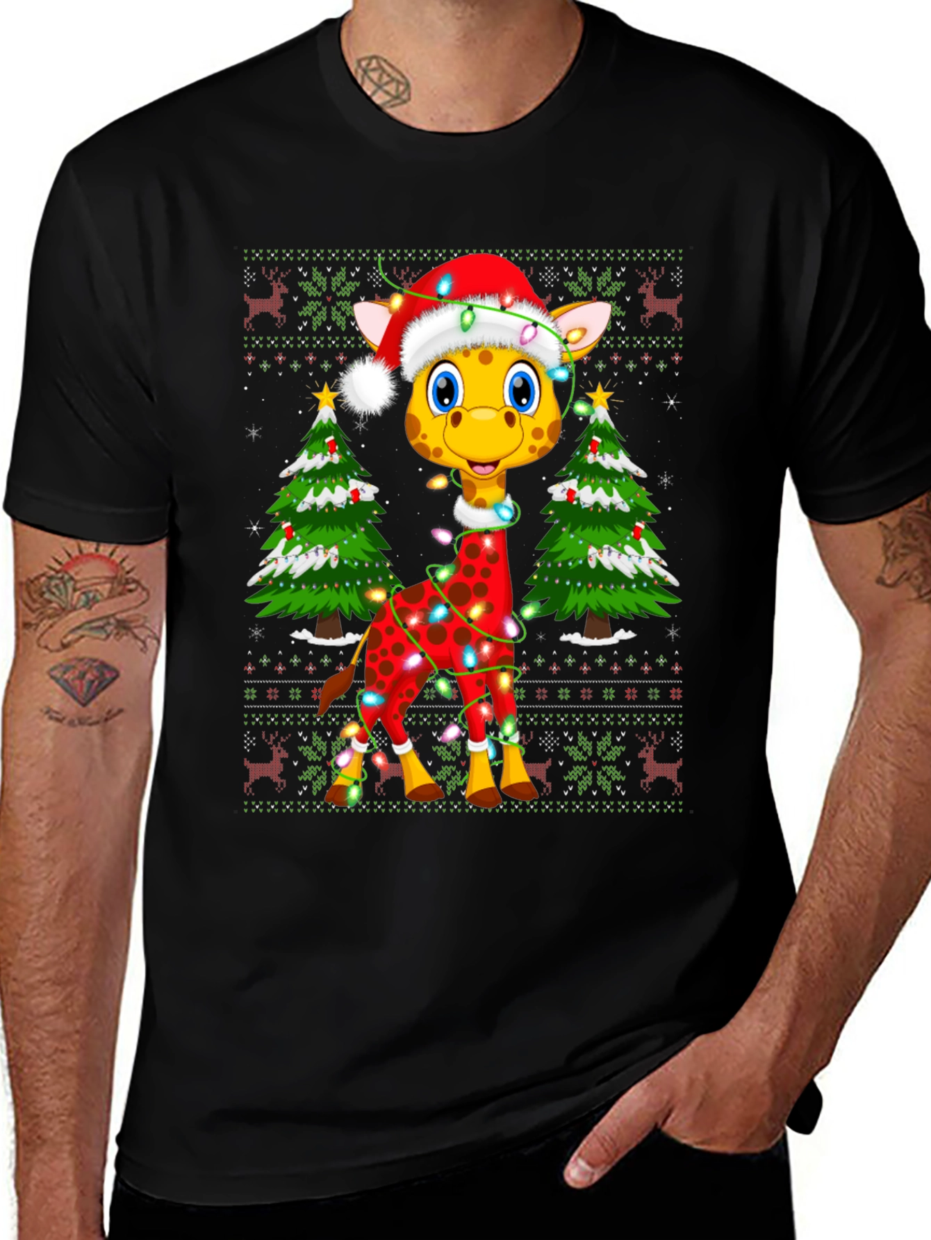 Festive Giraffe Christmas T-Shirt