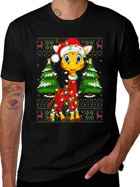 Festive Giraffe Christmas T-Shirt