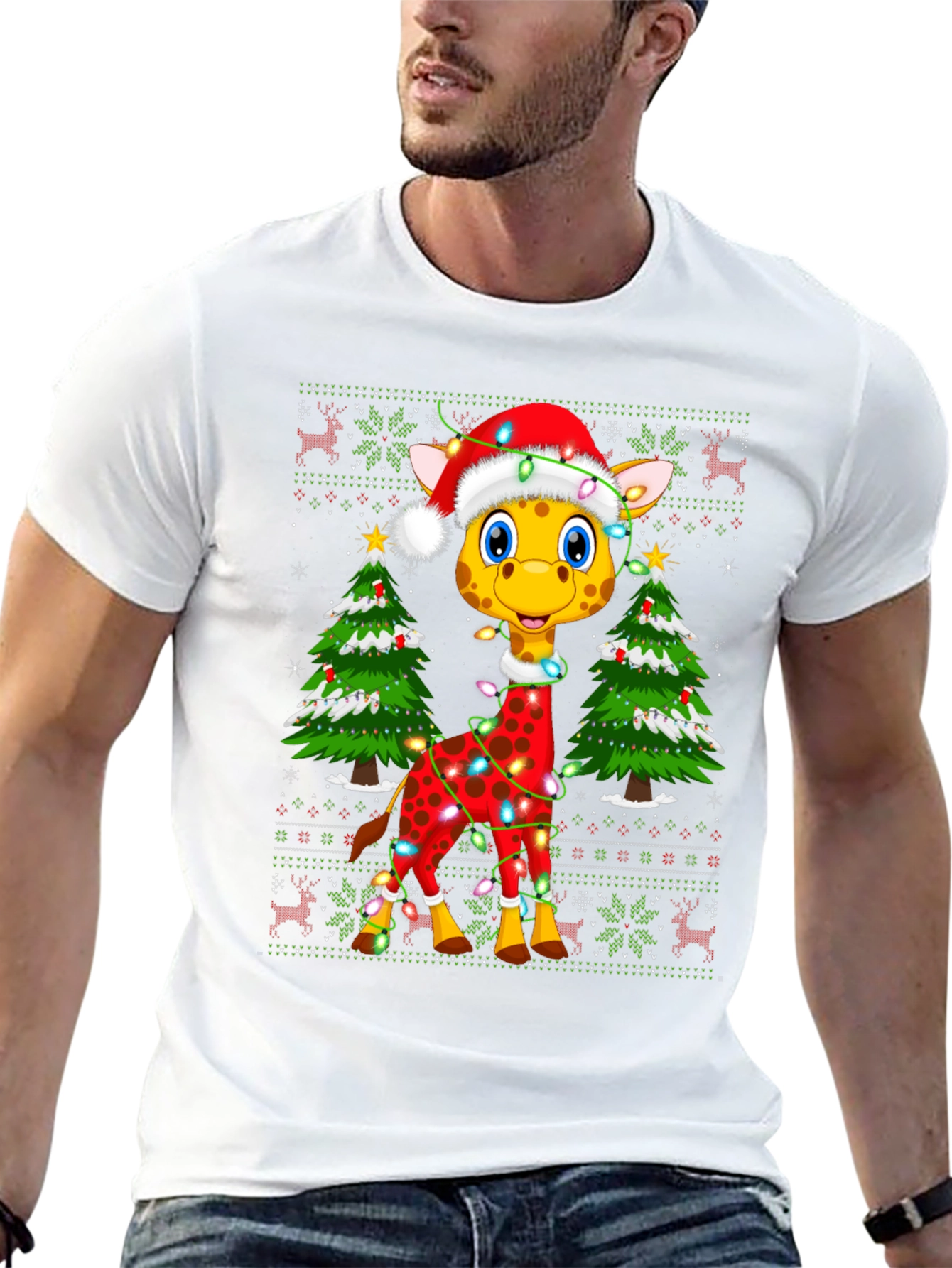 Festive Giraffe Christmas T-Shirt