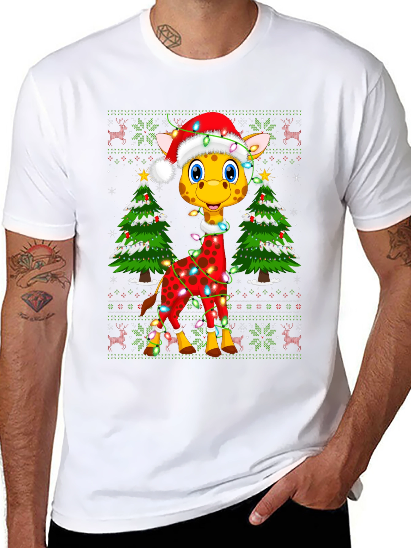 Festive Giraffe Christmas T-Shirt