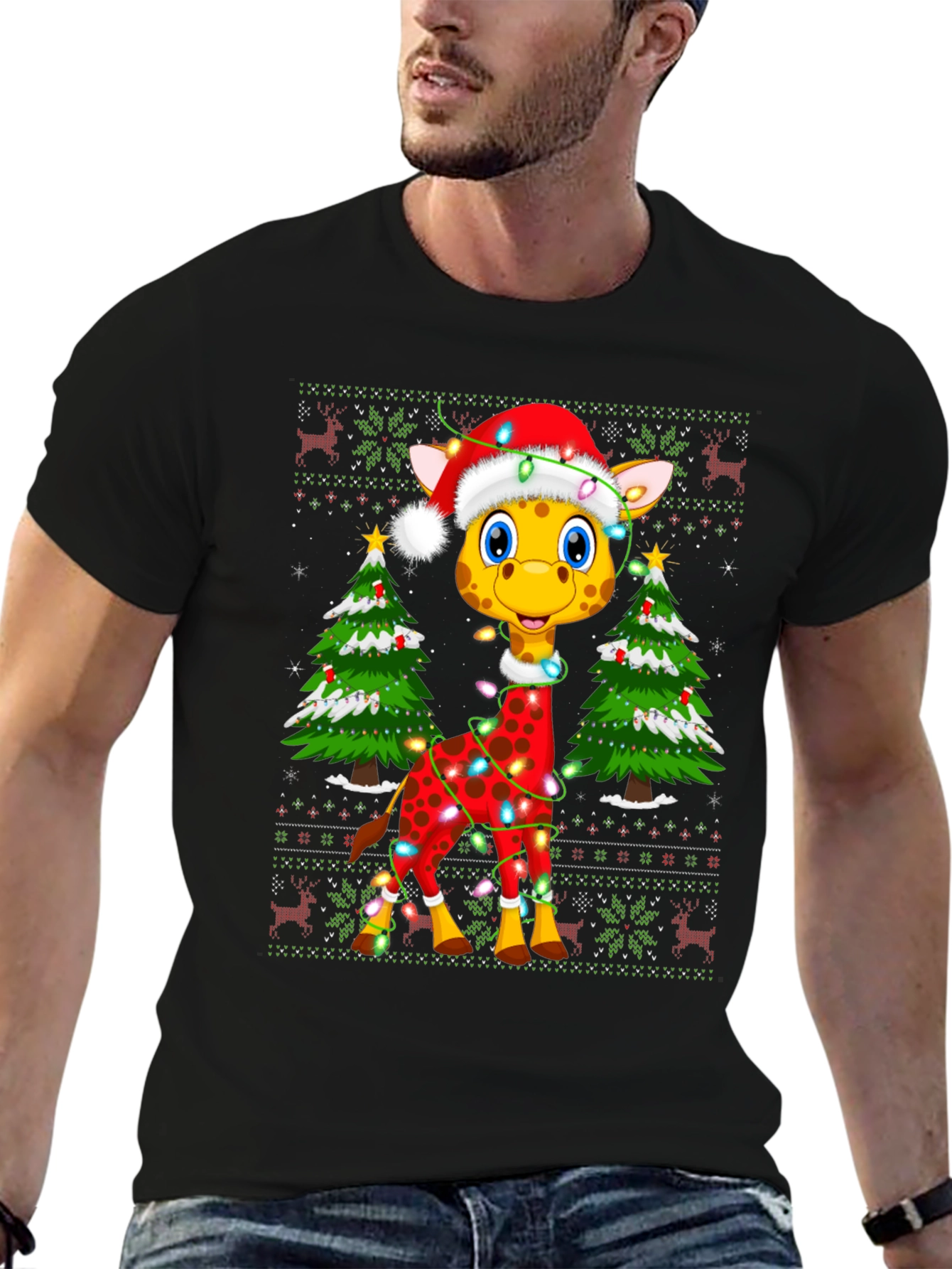 Festive Giraffe Christmas T-Shirt
