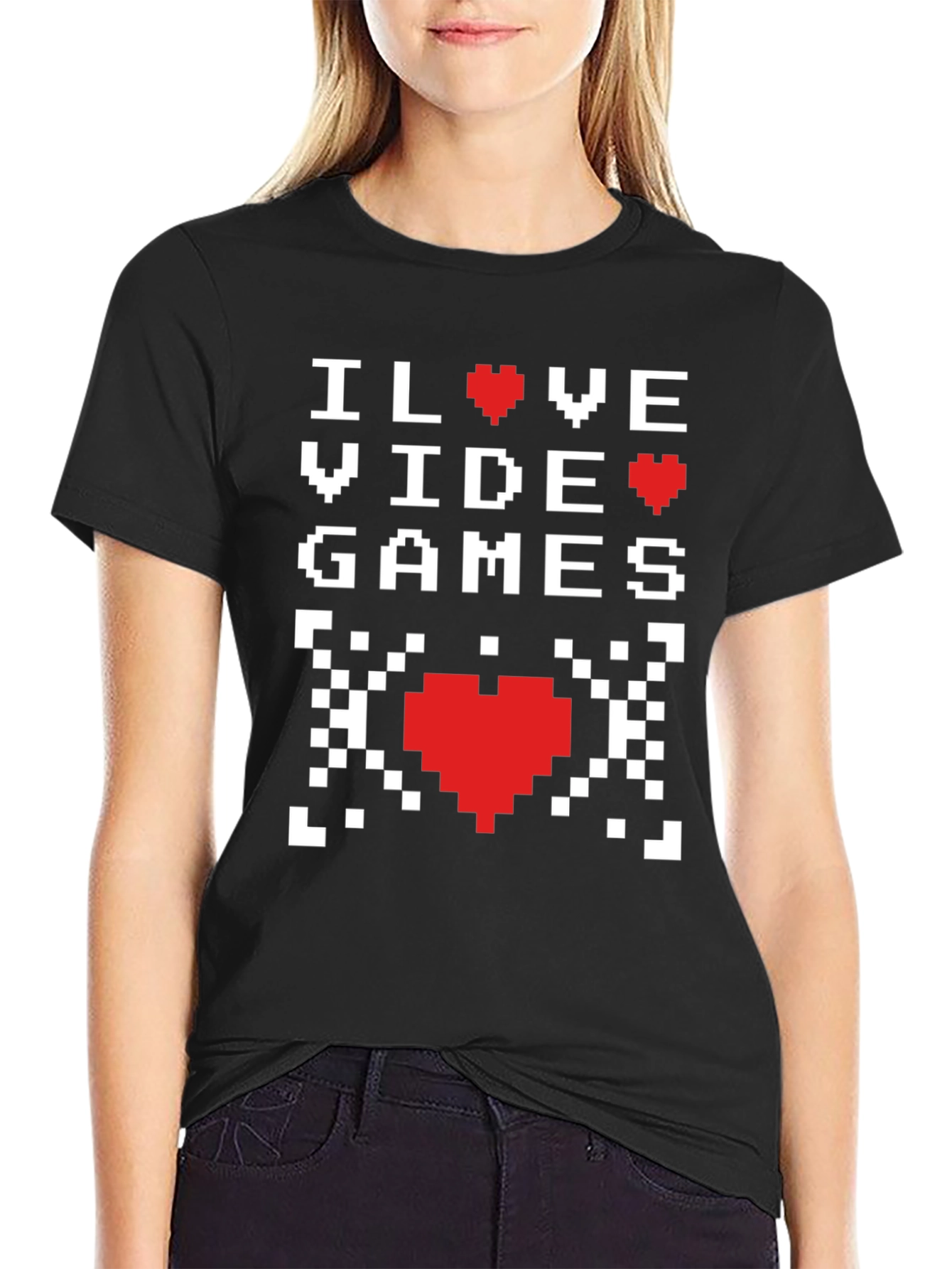 I Love Video Games Pixel Heart T-Shirt