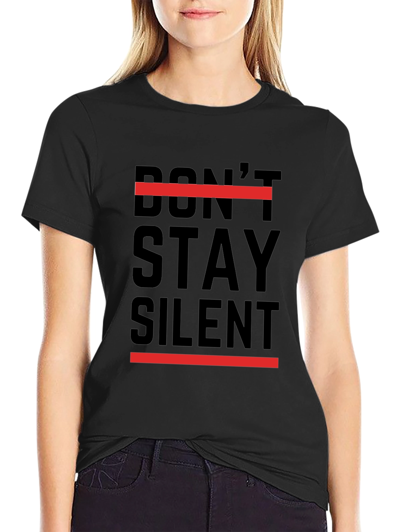 Dont Stay Silent Graphic Tee - Black