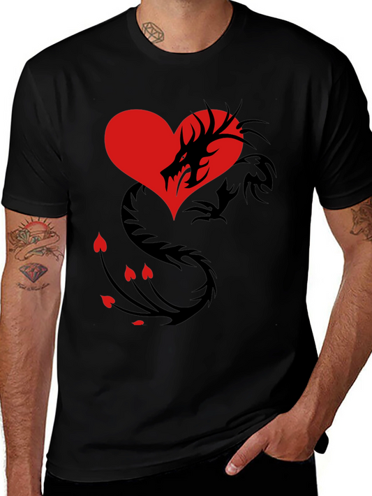 Dragon Heart Graphic Tee - Mens Black T-Shirt