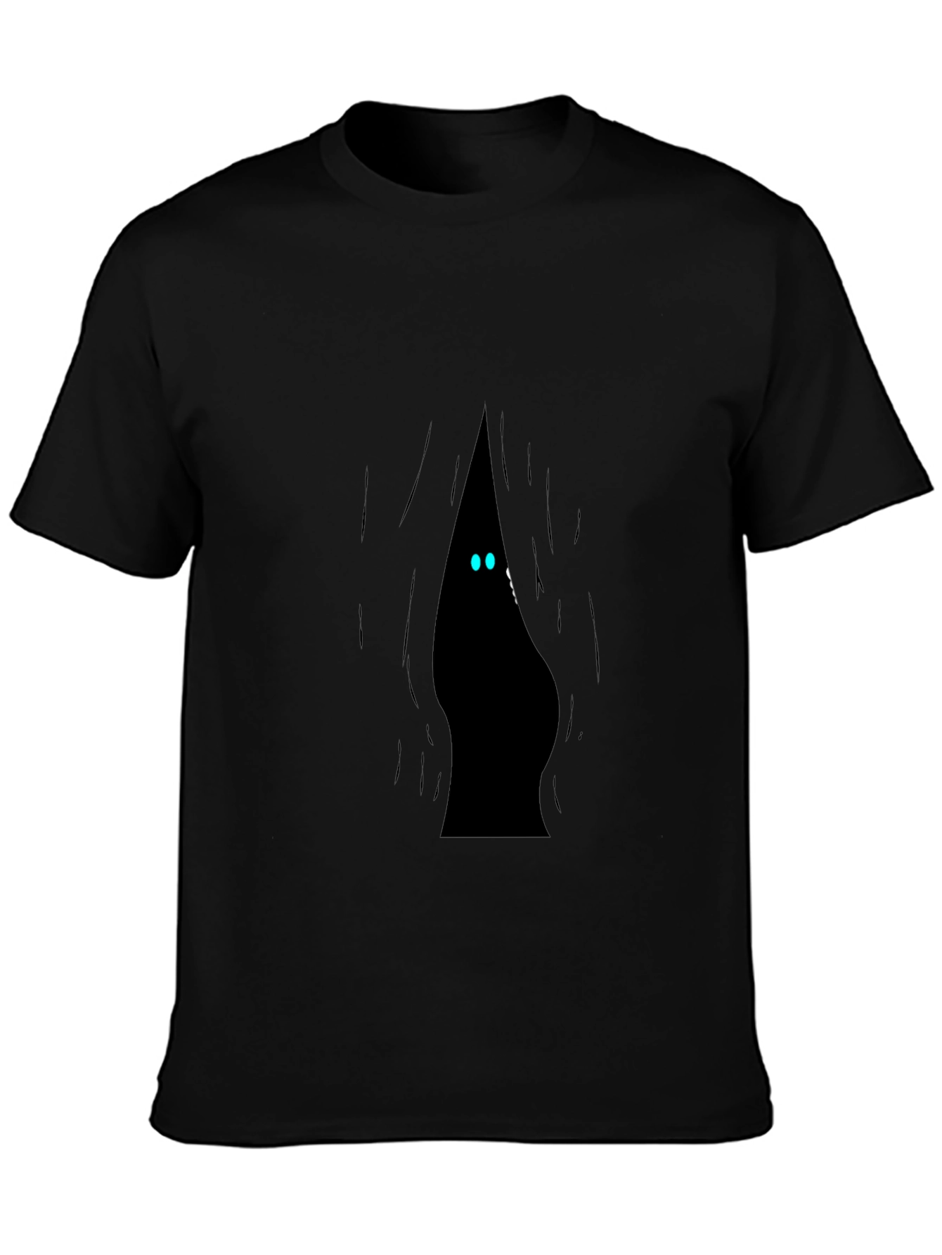 Mens Black T-Shirt with Peek-a-Boo Monster Design