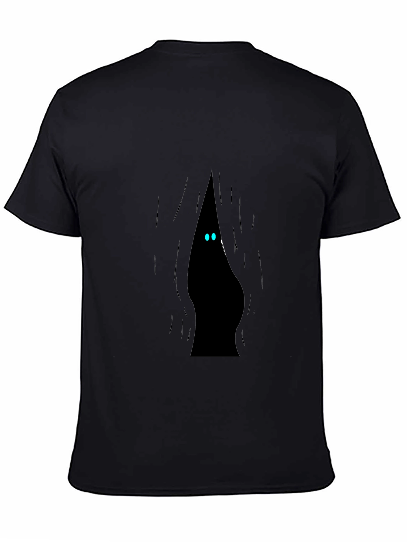 Mens Black T-Shirt with Peek-a-Boo Monster Design