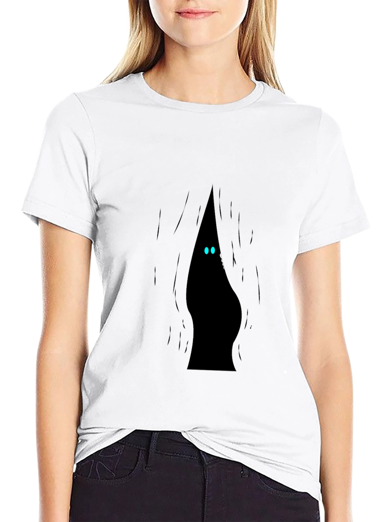 Mens Black T-Shirt with Peek-a-Boo Monster Design