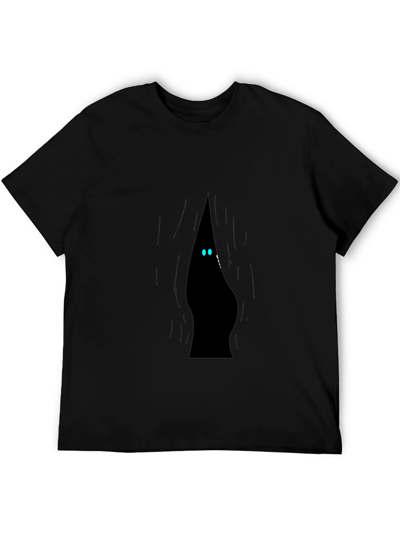 Mens Black T-Shirt with Peek-a-Boo Monster Design