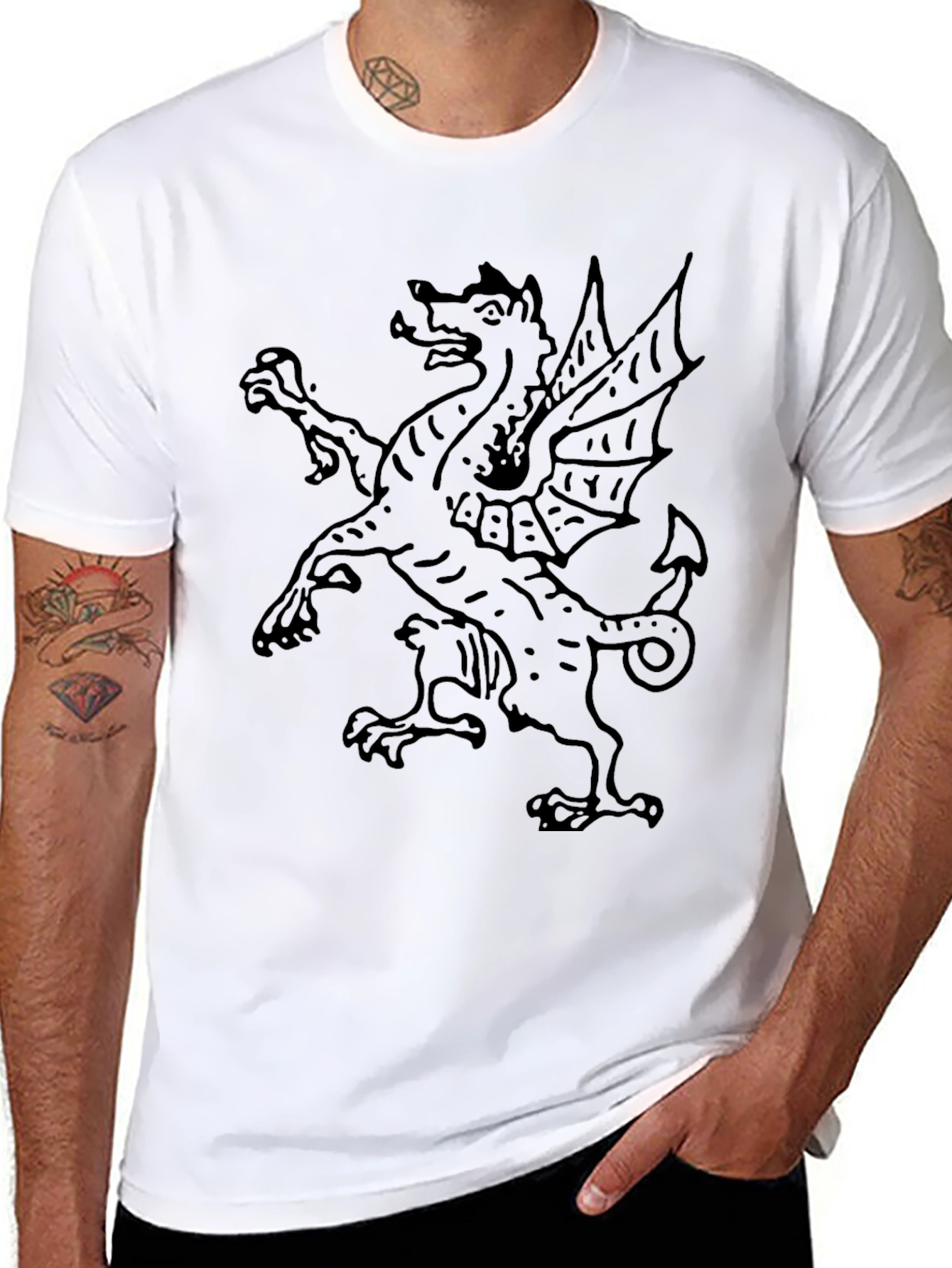 Black Dragon Graphic Tee - Unique Medieval Design