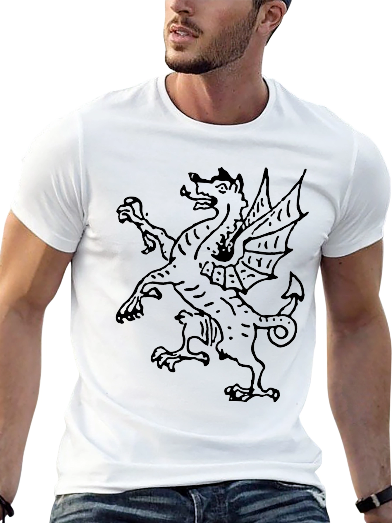 Black Dragon Graphic Tee - Unique Medieval Design