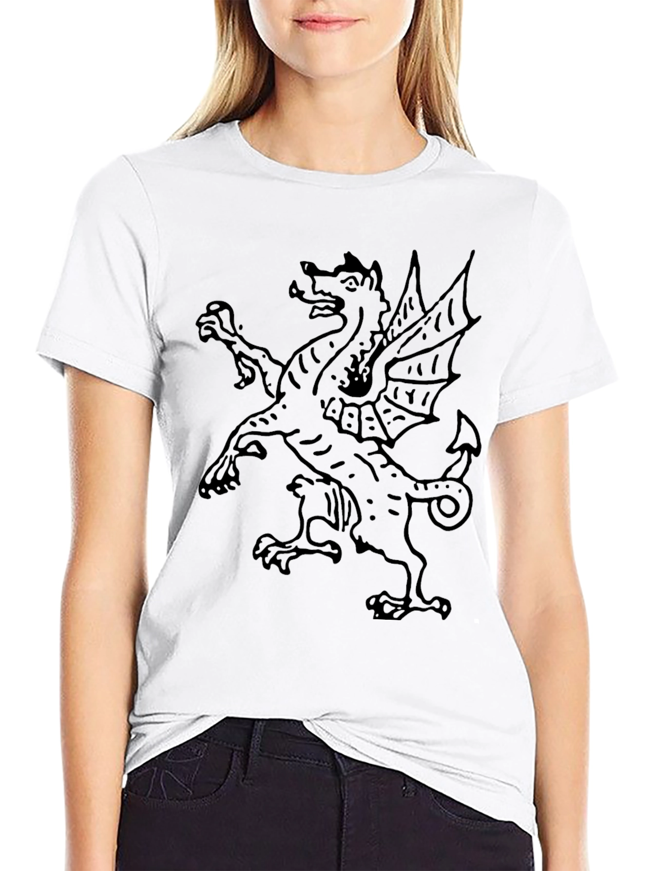 Black Dragon Graphic Tee - Unique Medieval Design