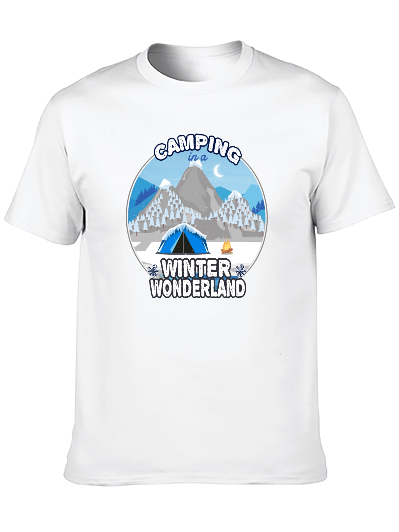 Camping in a Winter Wonderland Black T-Shirt