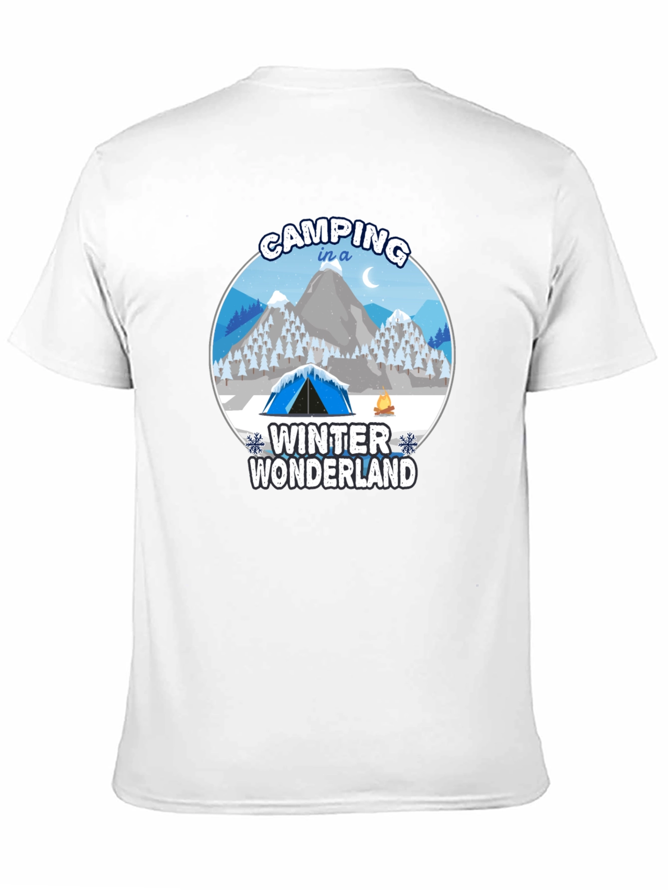 Camping in a Winter Wonderland Black T-Shirt