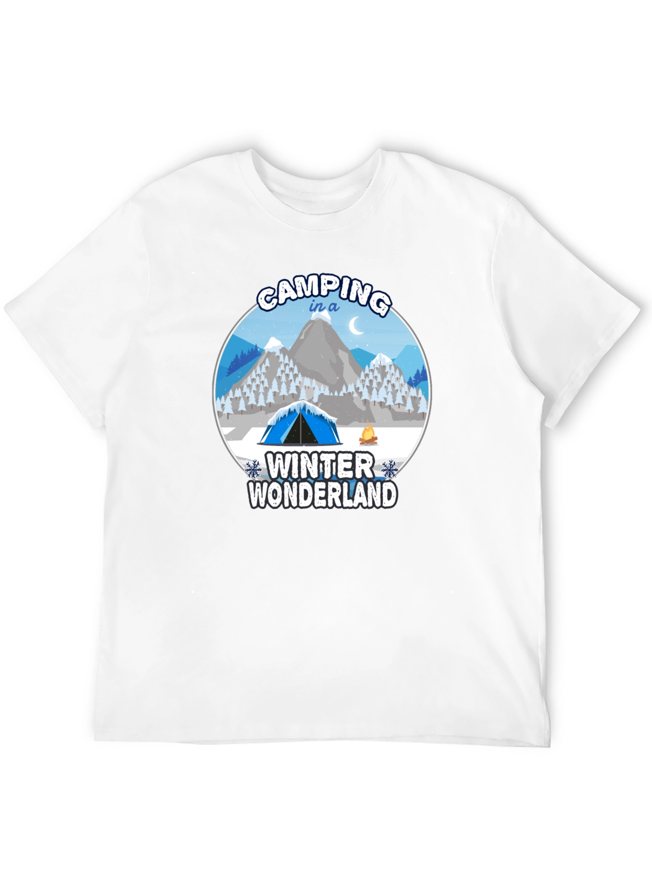 Camping in a Winter Wonderland Black T-Shirt
