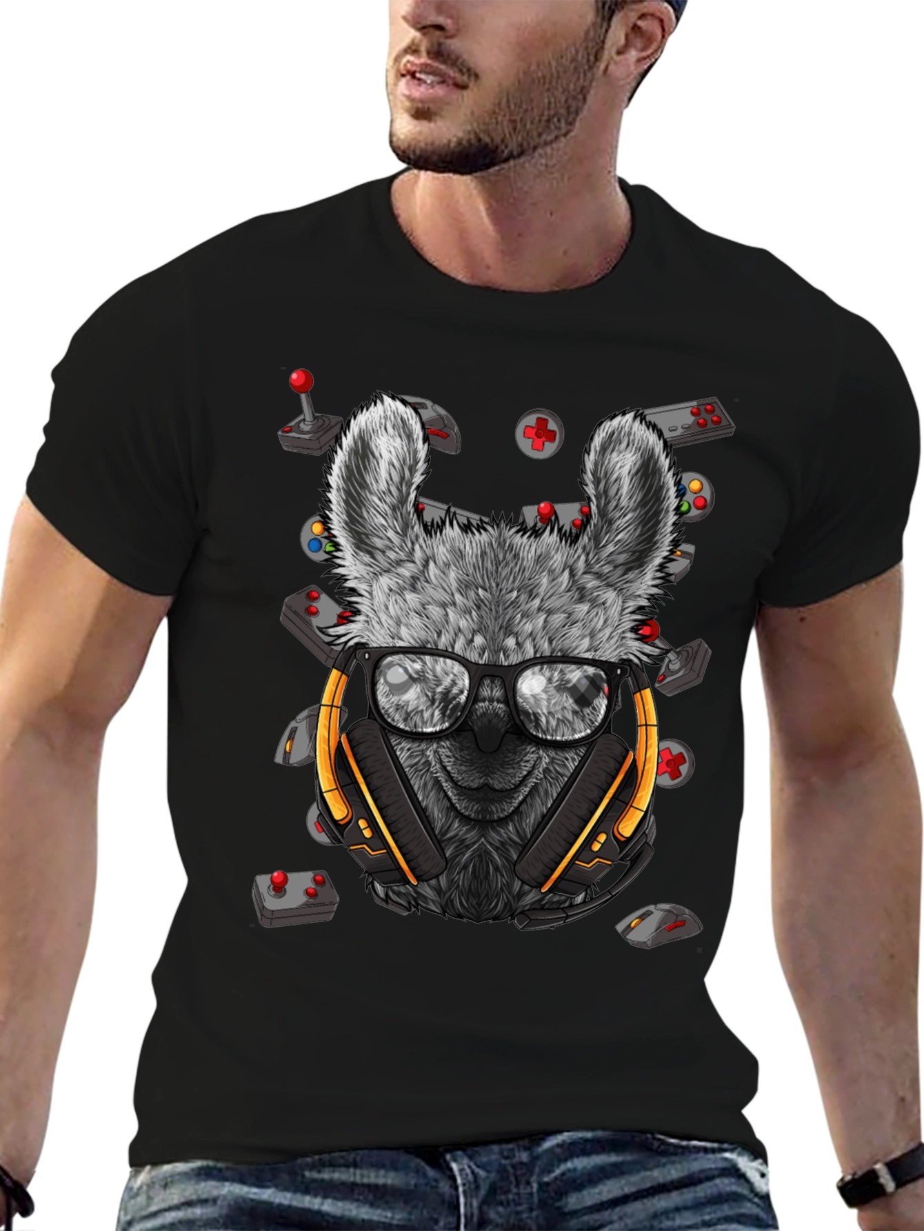 Gamer Llama T-Shirt - Gaming Headset & Controller Design