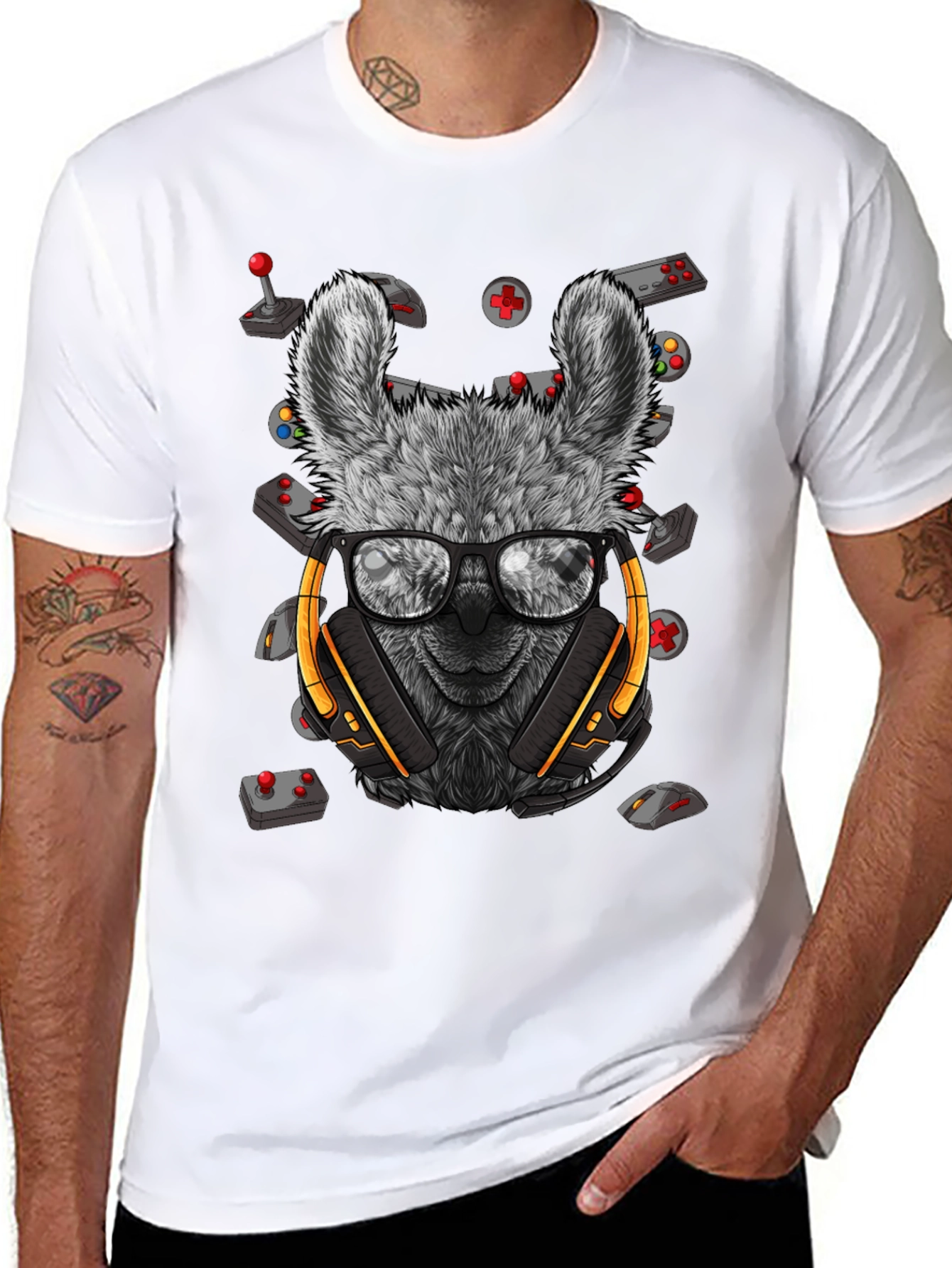 Gamer Llama T-Shirt - Gaming Headset & Controller Design