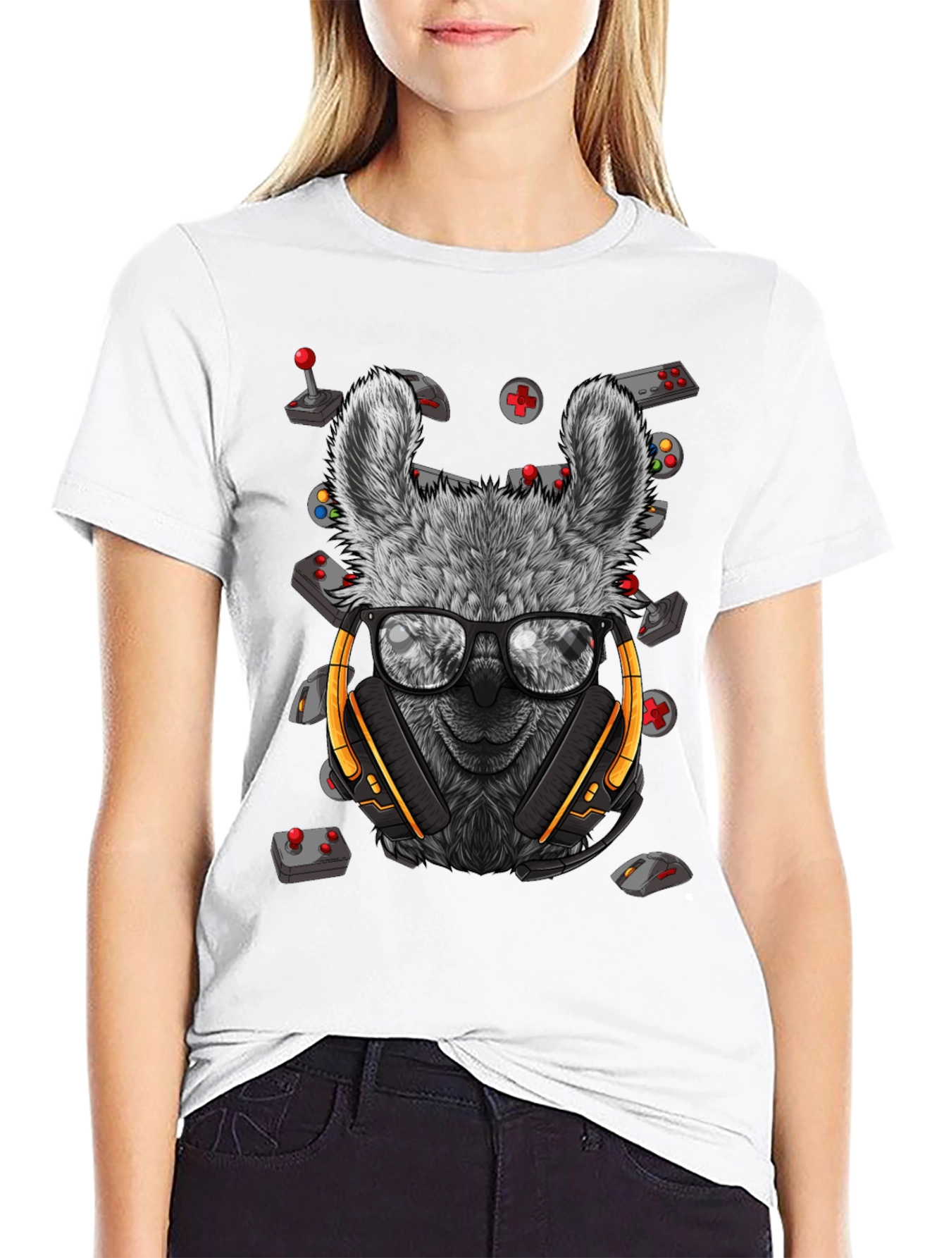 Gamer Llama T-Shirt - Gaming Headset & Controller Design