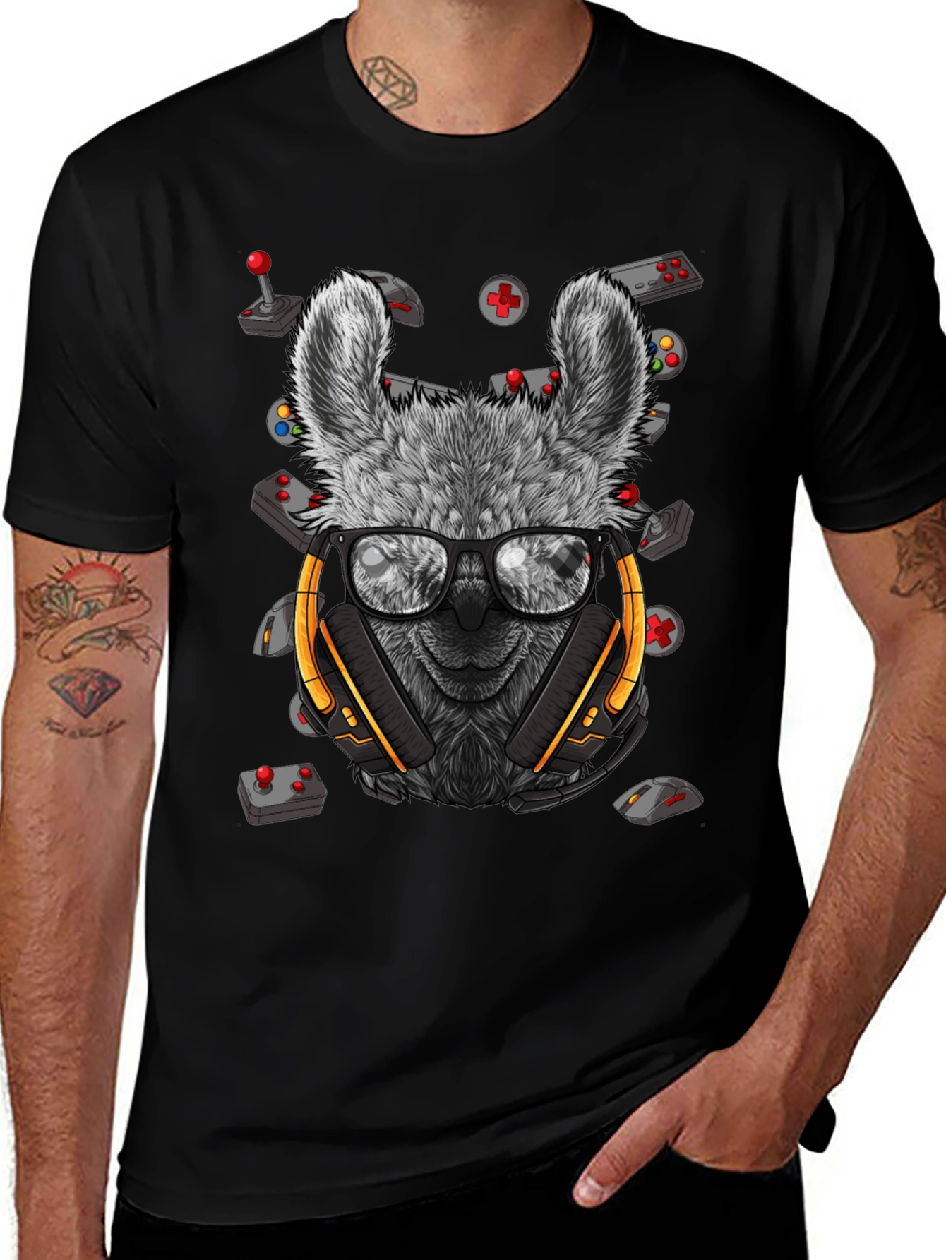 Gamer Llama T-Shirt - Gaming Headset & Controller Design