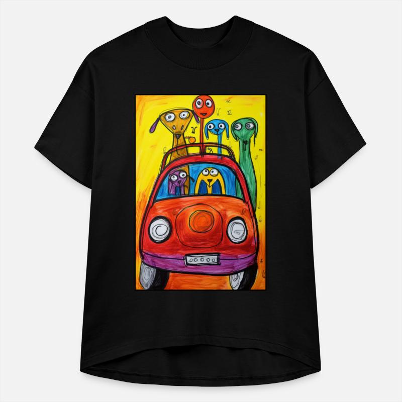 A Car Full of Dogs: Kid's Crayon Drawing