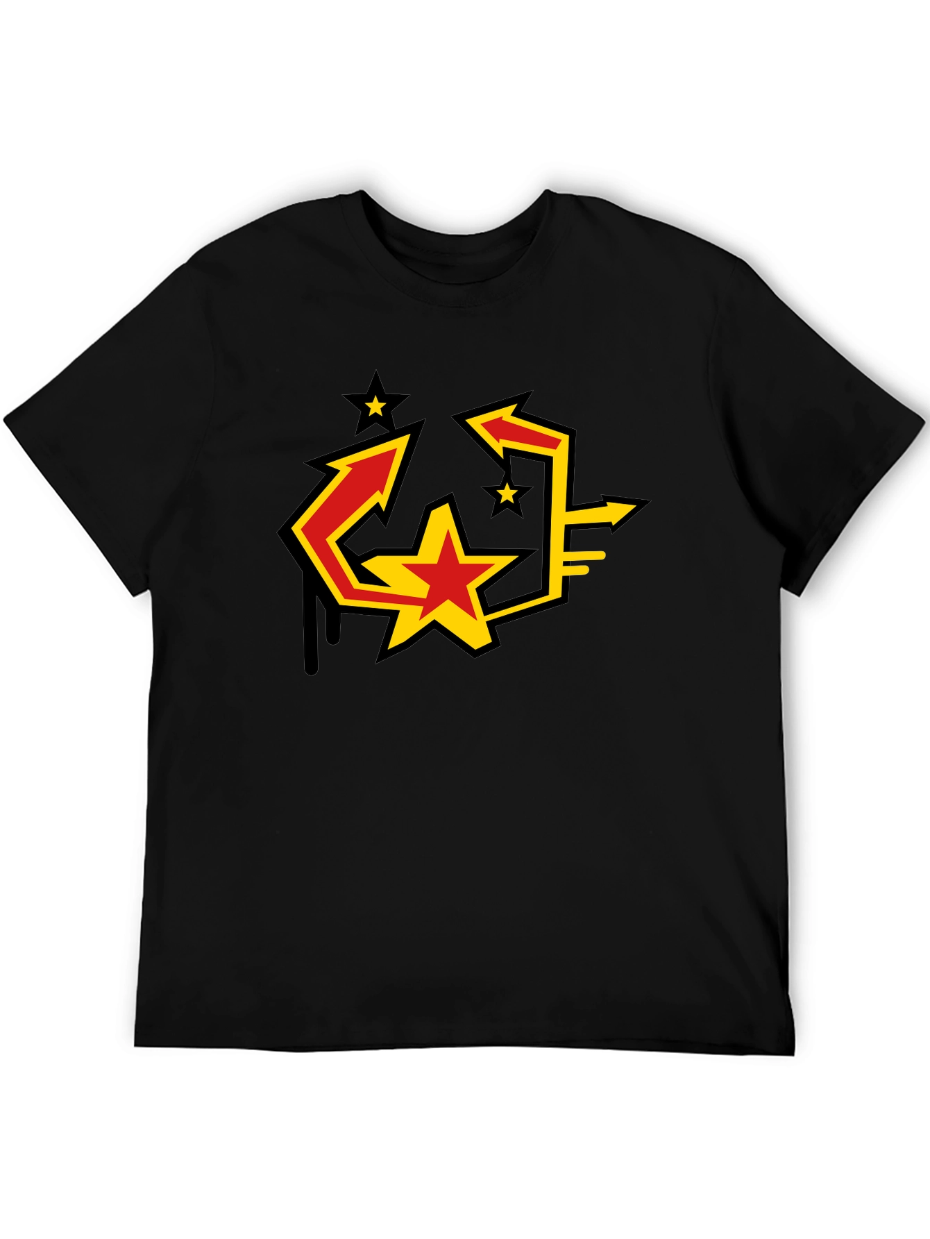 Urban Graphic Black T-Shirt with Star Arrow Design
