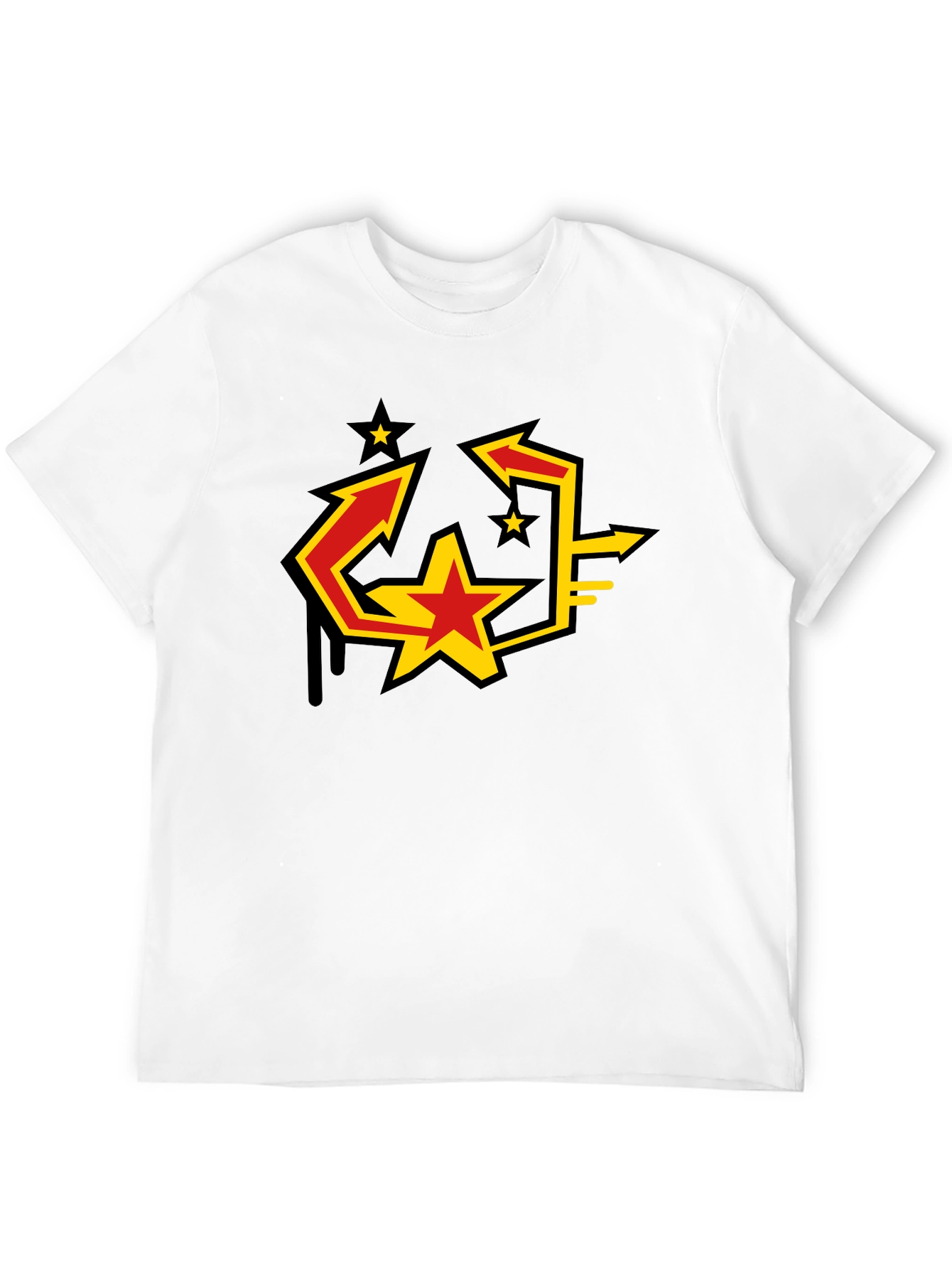 Urban Graphic Black T-Shirt with Star Arrow Design