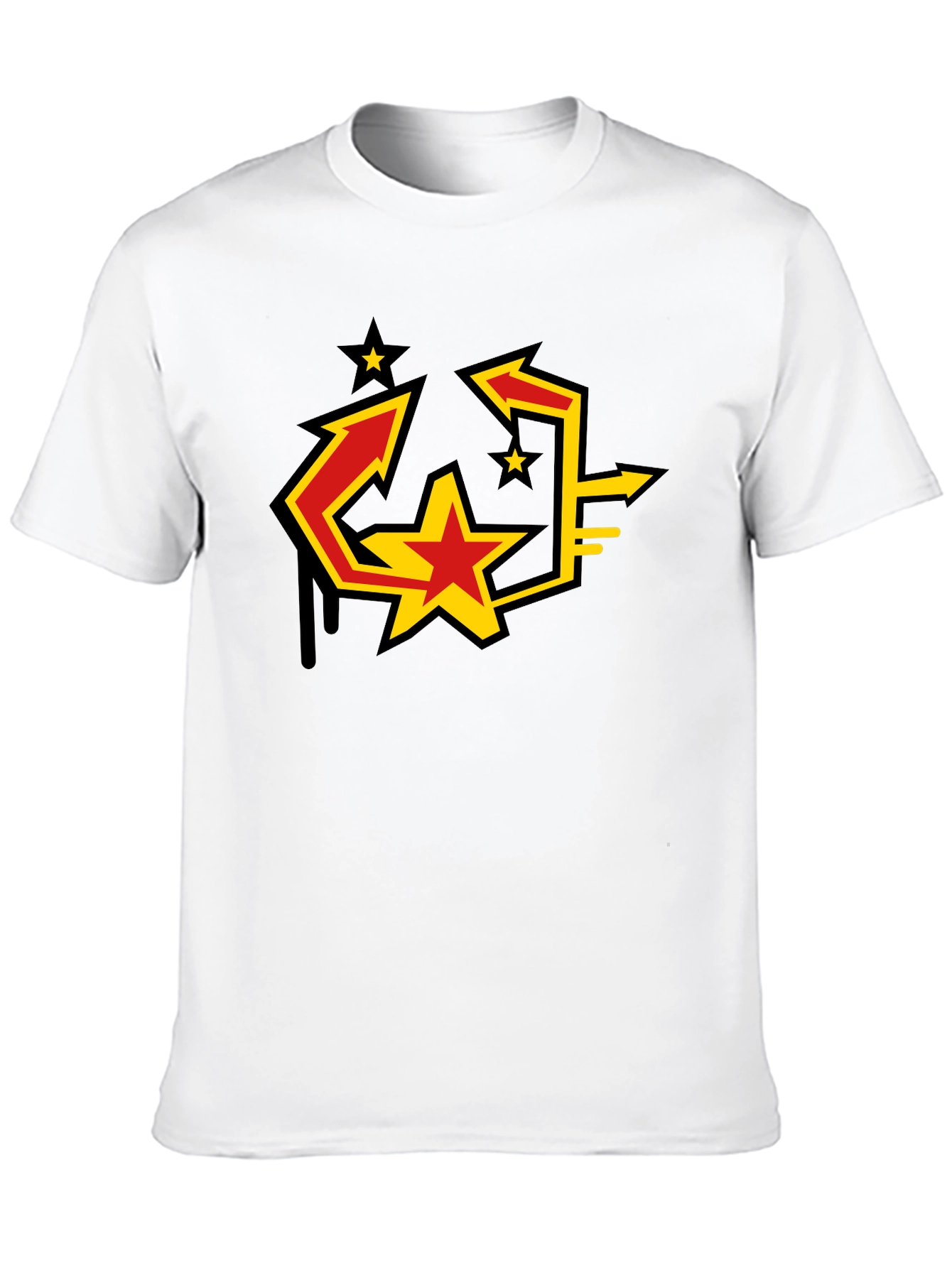 Urban Graphic Black T-Shirt with Star Arrow Design