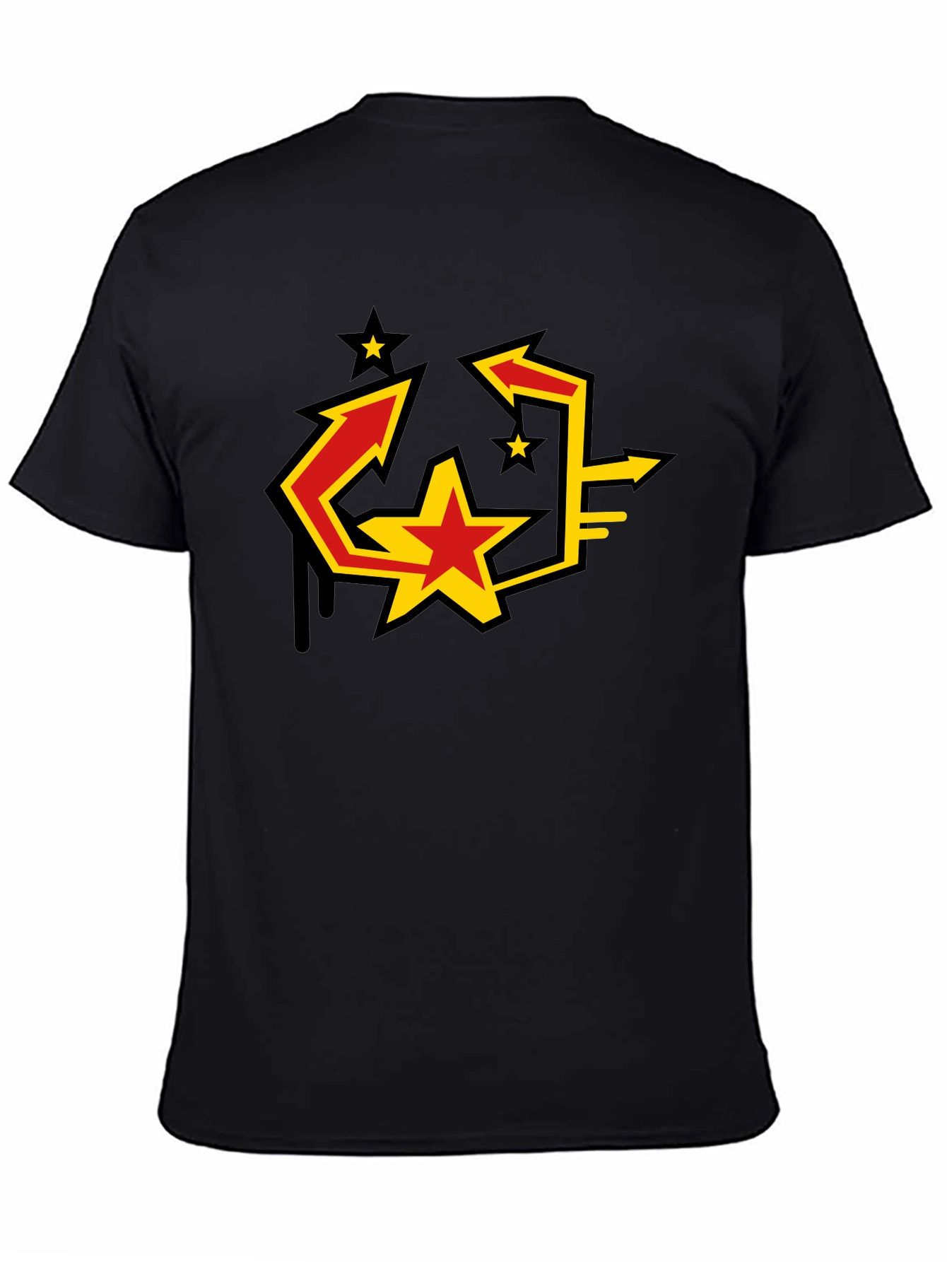 Urban Graphic Black T-Shirt with Star Arrow Design