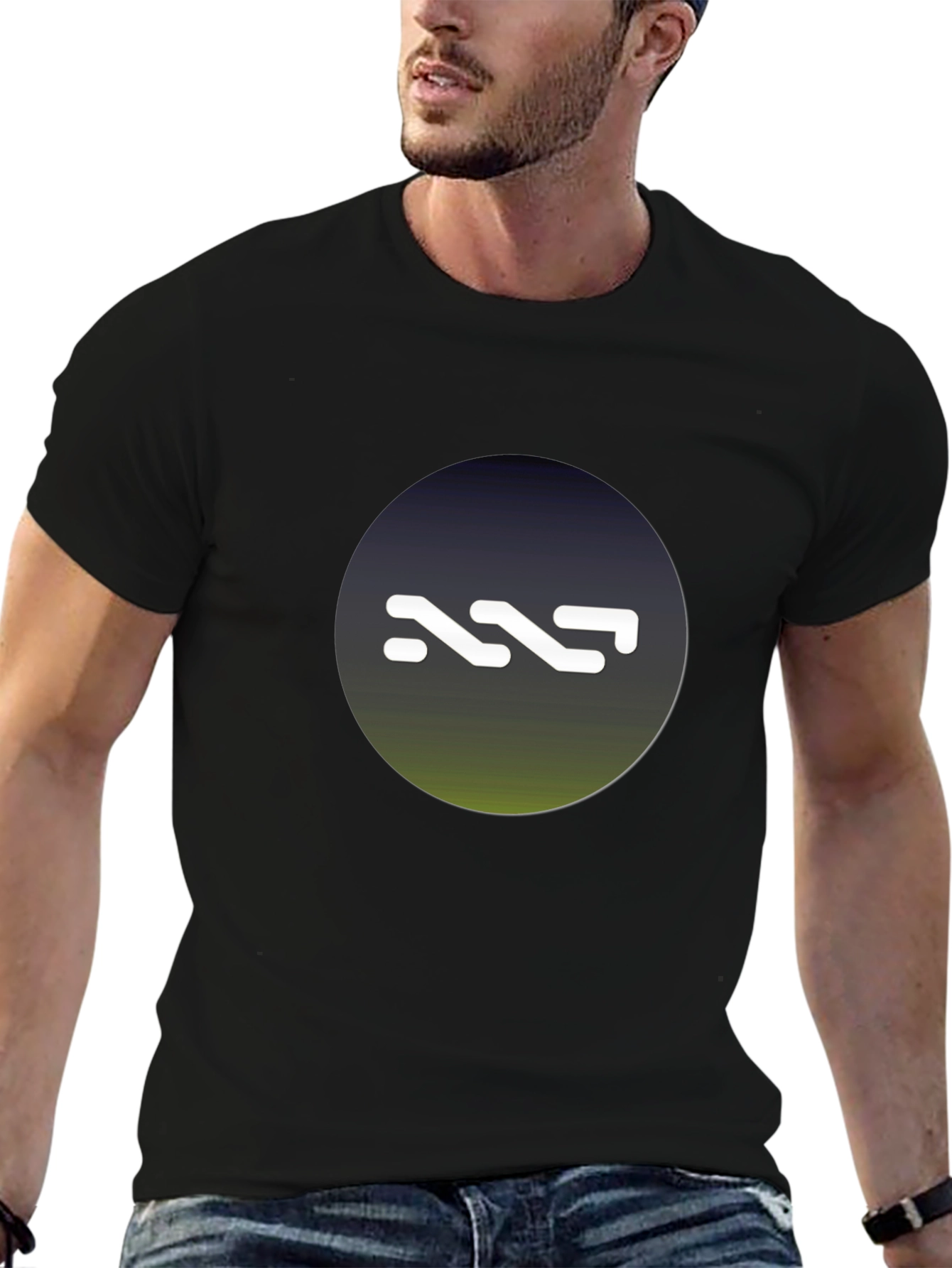 NNN Logo Black T-Shirt - Gradient Circle Design