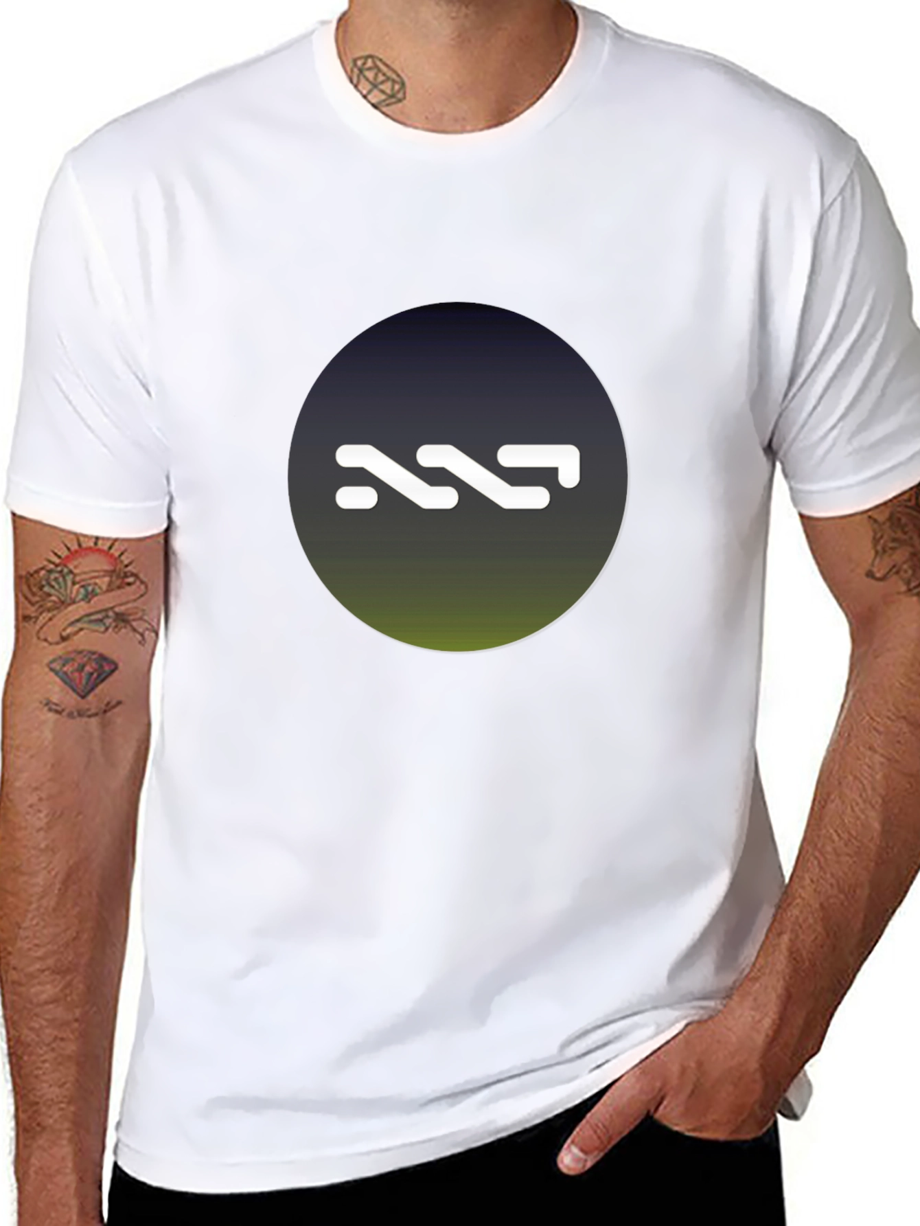 NNN Logo Black T-Shirt - Gradient Circle Design