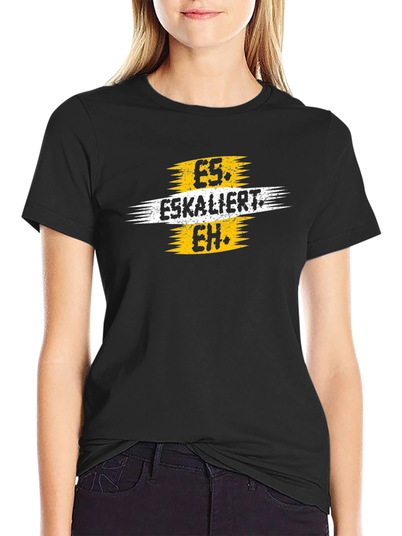 Es Eskaliert Eh Black Graphic Tee