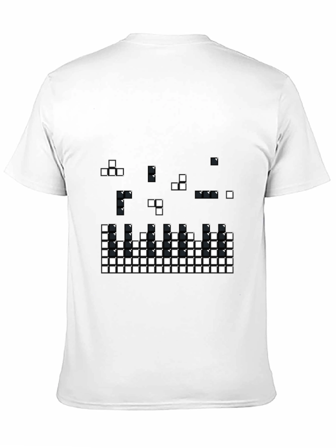 Pixelated Tetris Style Black T-Shirt