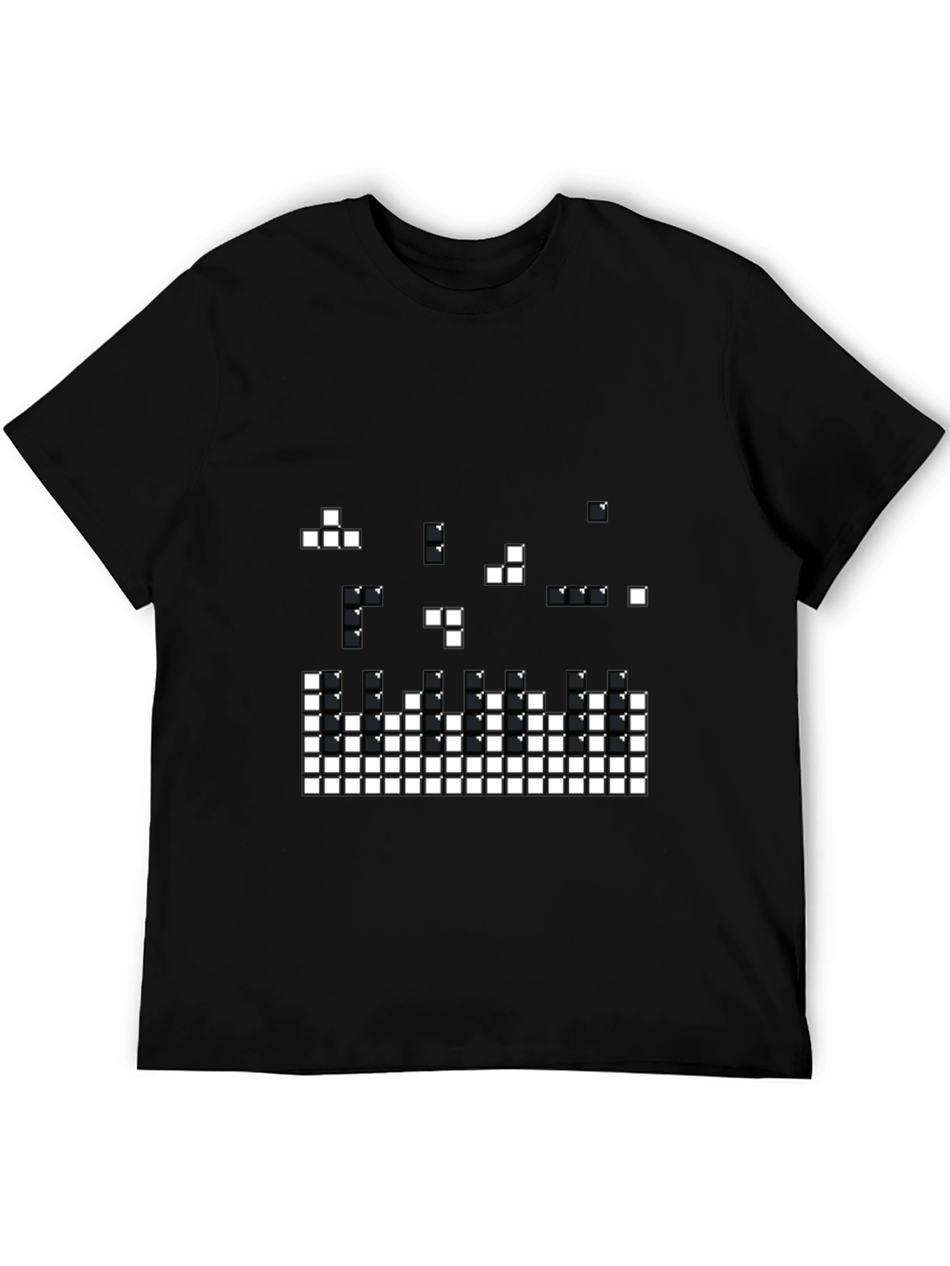 Pixelated Tetris Style Black T-Shirt