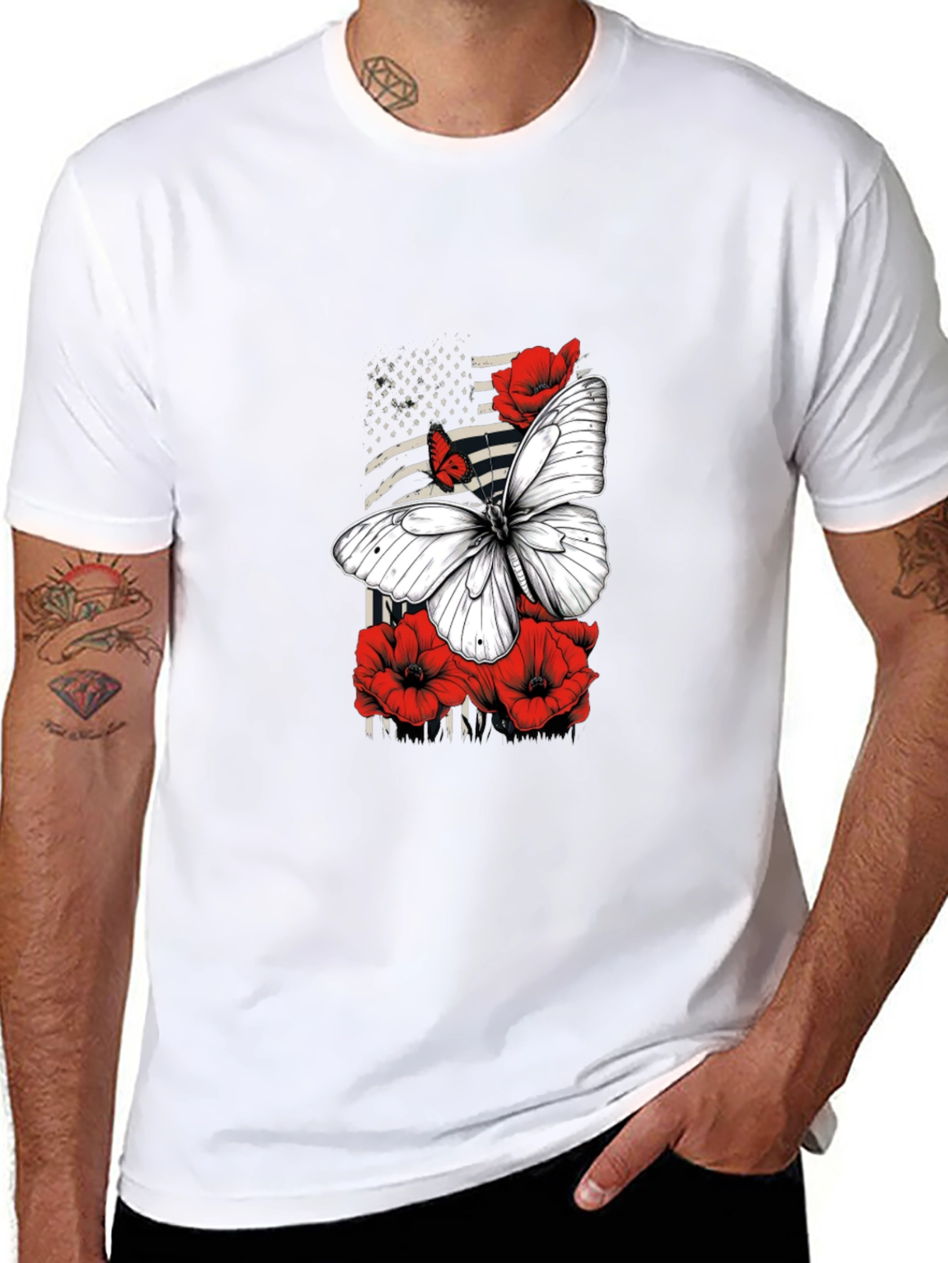 Butterfly & American Flag Graphic Tee